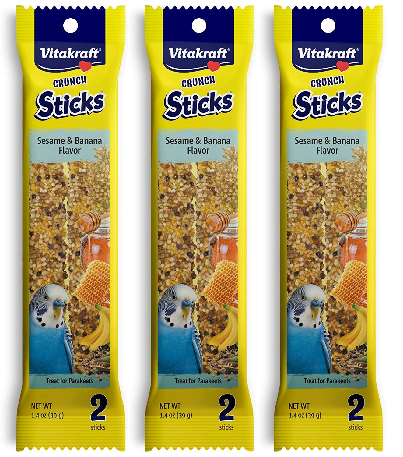 Vitakraft Banana Sticks Parakeet Treat - 2 Pack [Set of 3]