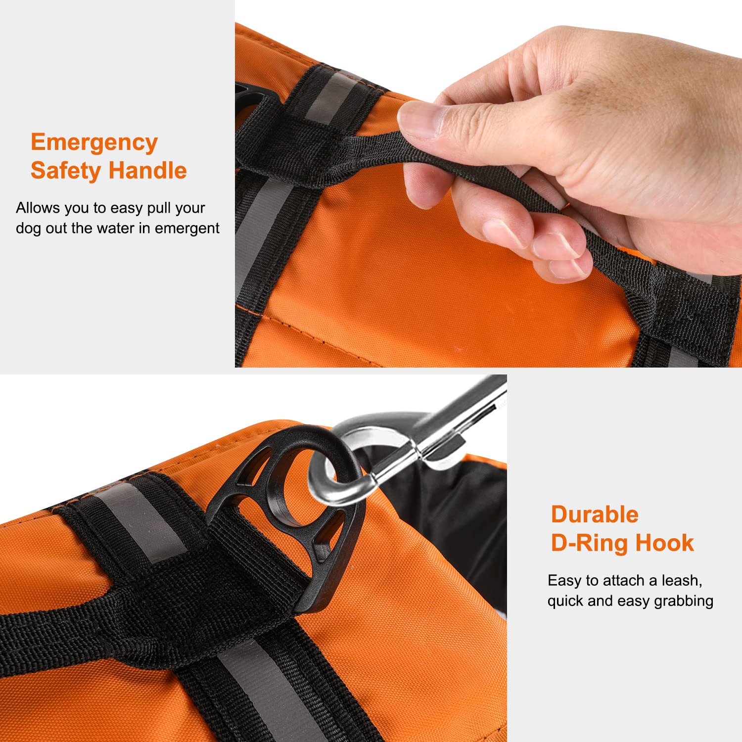 Haocoo Dog Life Jacket Vest Saver Safety Swimsuit Preserver With Reflective Stripes/Adjustable Belt Dogs Orange,L