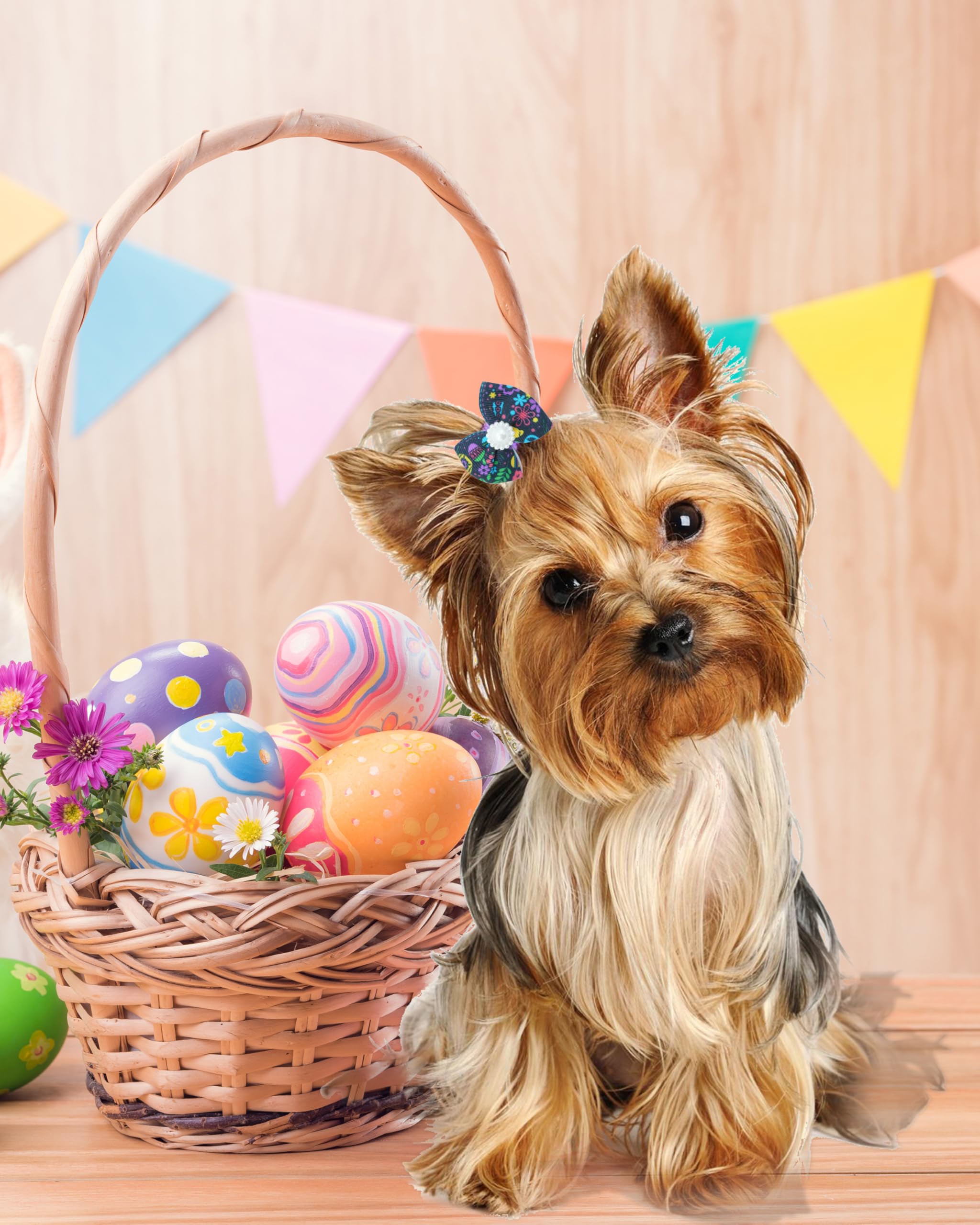 Pet Show 20 Pack Easter Dog Hair Bows With Alligator Clips For Small Medium Dogs Colorful Bowknot Hair Clips Cat Puppy Yorkshire