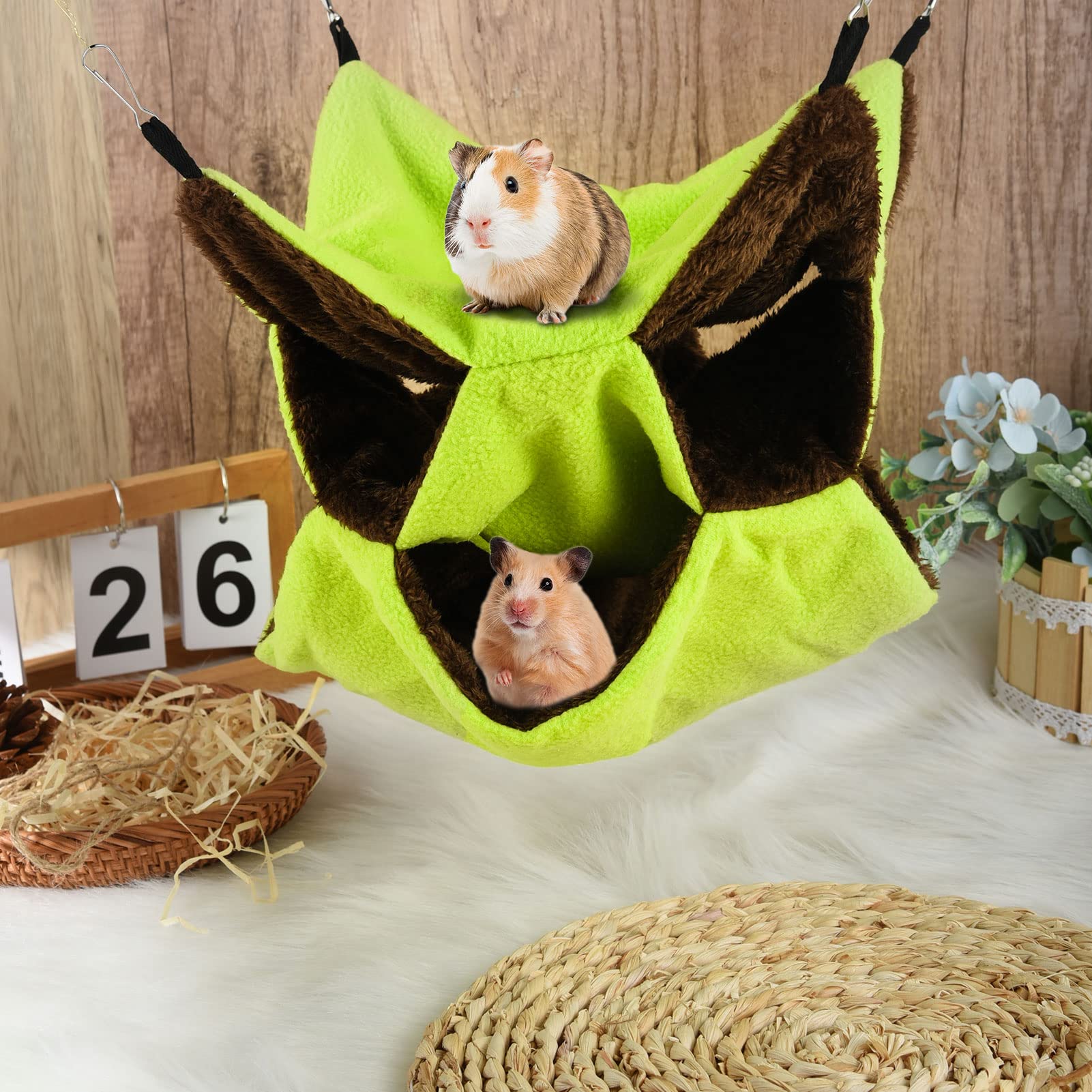 Xinrui 3 Tier Ferret Rat Hammock,Guinea Pig Cage Accessories,11.8X11.8 Inches,Pet Cage Hanging Bunkbed Hammock For Small Animals