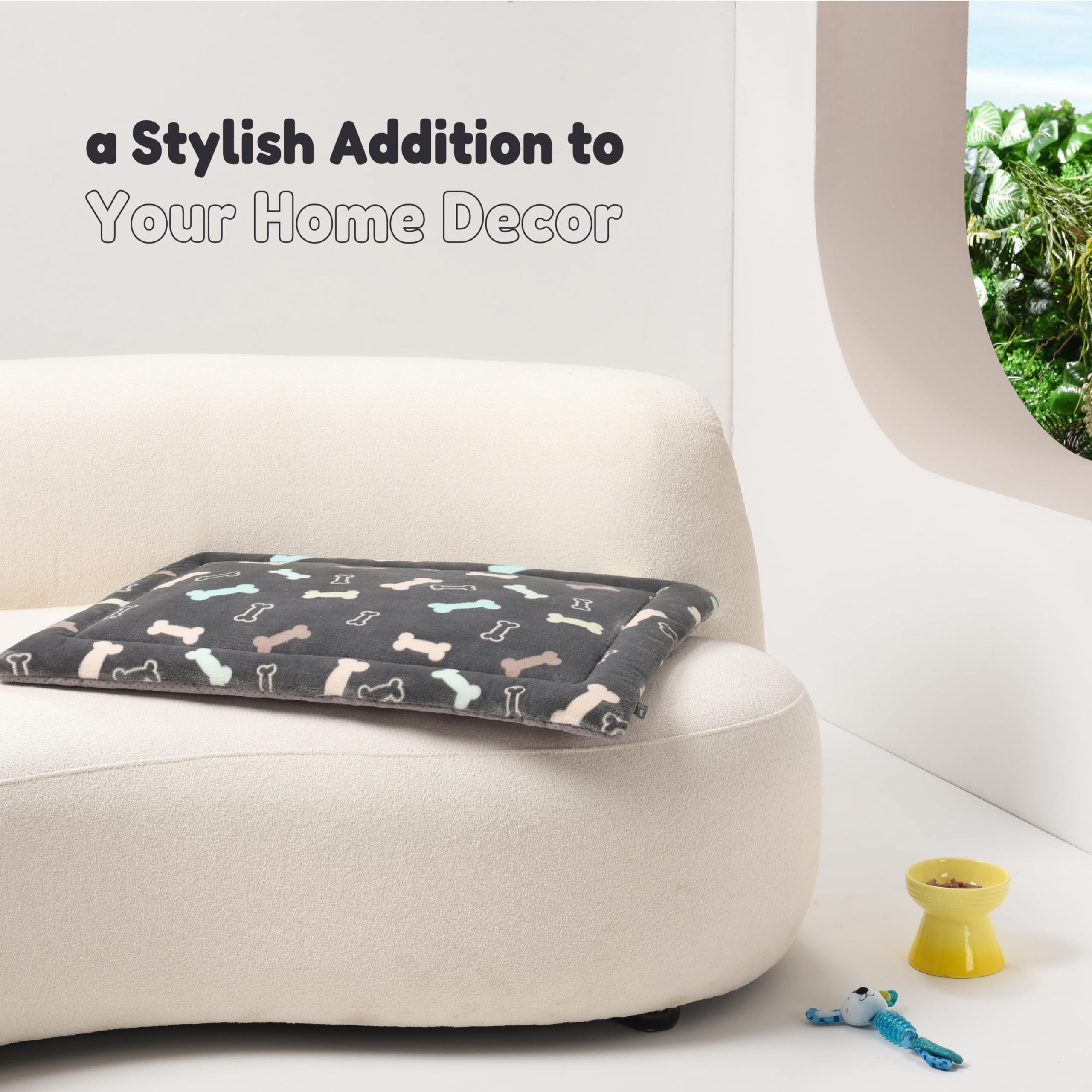 Allisandro Lightweight Waterproof Dog Bed Pad, 1.5 Thick Travel Mat for Crates, Kennels & Elevated Beds, Washable Non-Slip Sleep