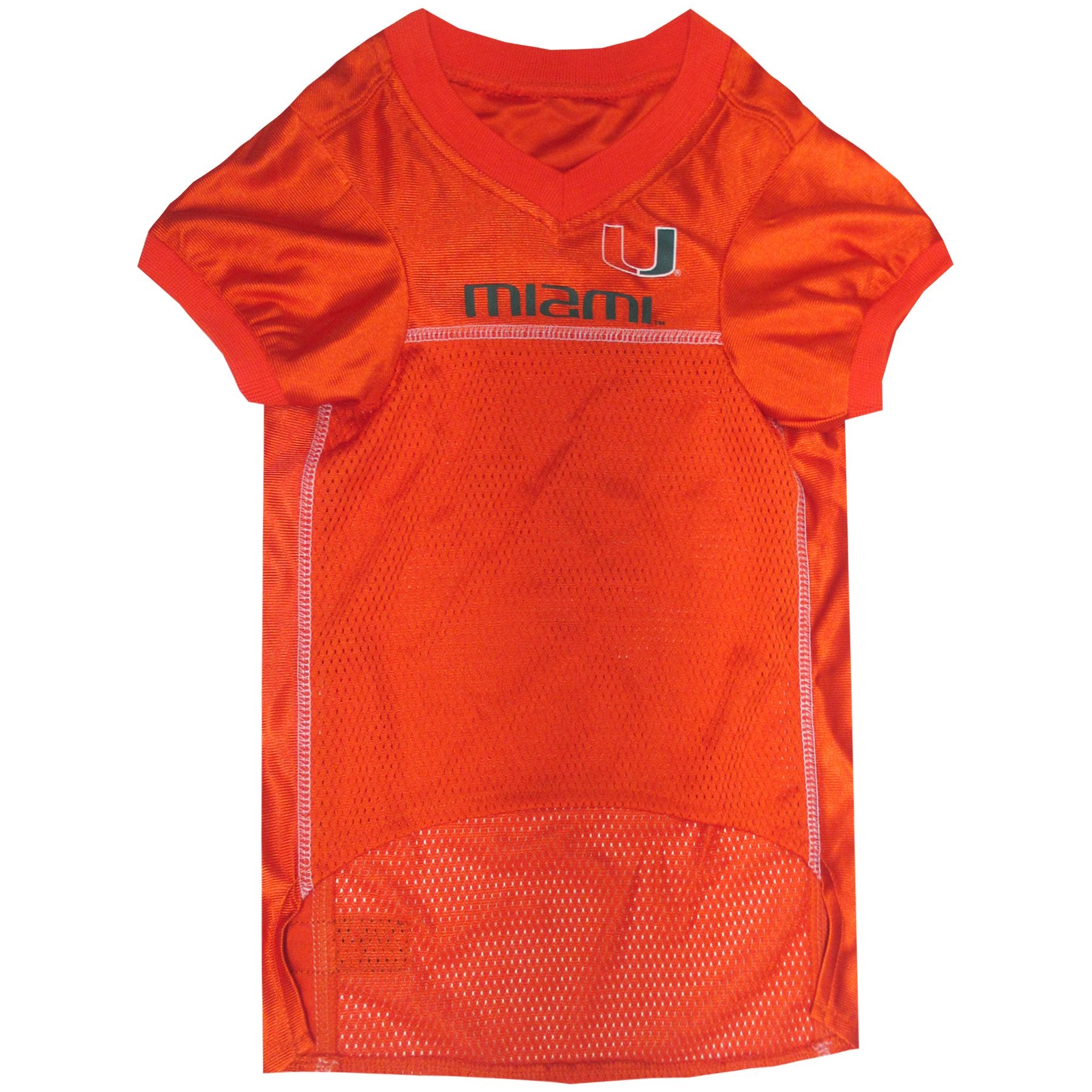 Pets First NCAA College Miami Hurricanes Mesh Jersey for DOGS & CATS, Large. Licensed Dog Jersey with your Favorite Football/Bas