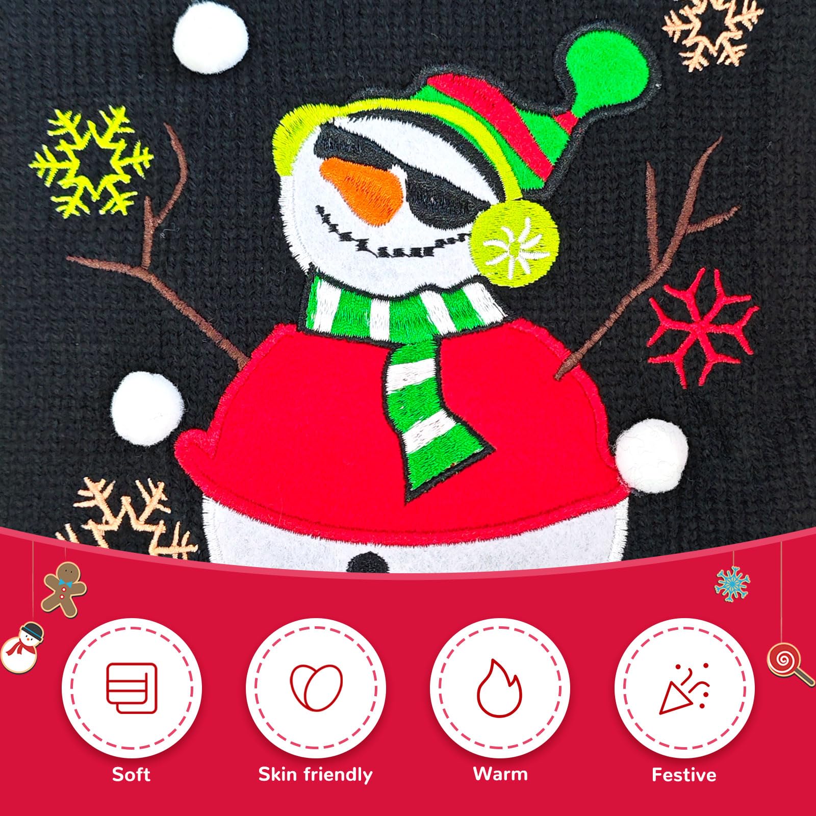 DOGGYZSTYLE Christmas Dog Sweaters Xmas Pet Outfit Clothes Cute Black Snowman Costume Puppy Cat Knitted Jumpers (S,Black Snowman