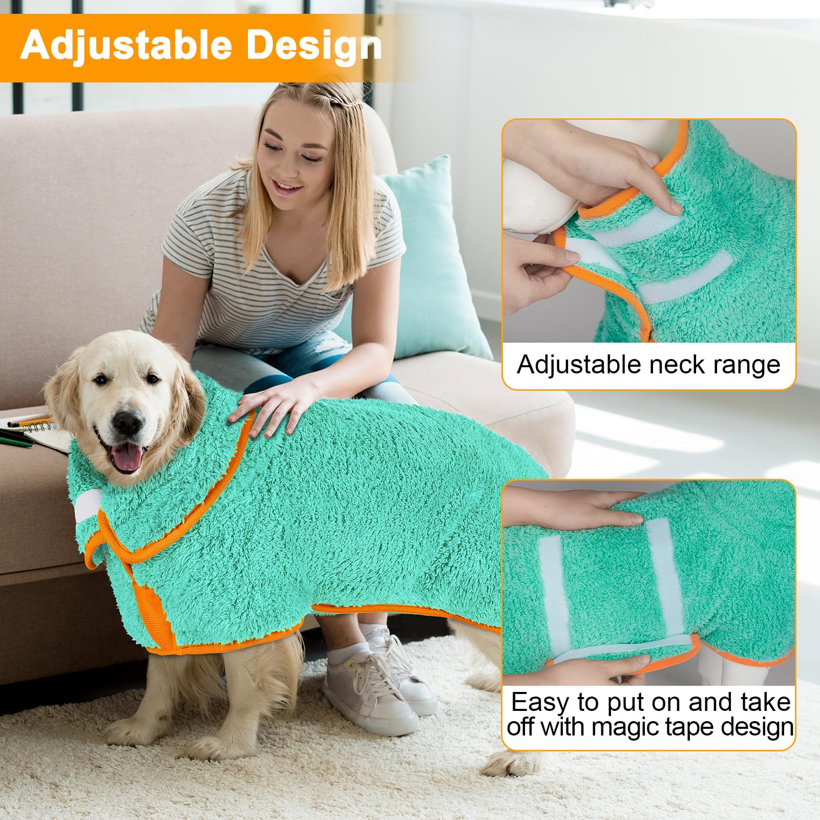 Dog Bathrobe Super Absorbent Dog Towels For Drying Dogs Large Quick Drying Puppy Robes For After Bath Soft Puppy Towel Adjustabl