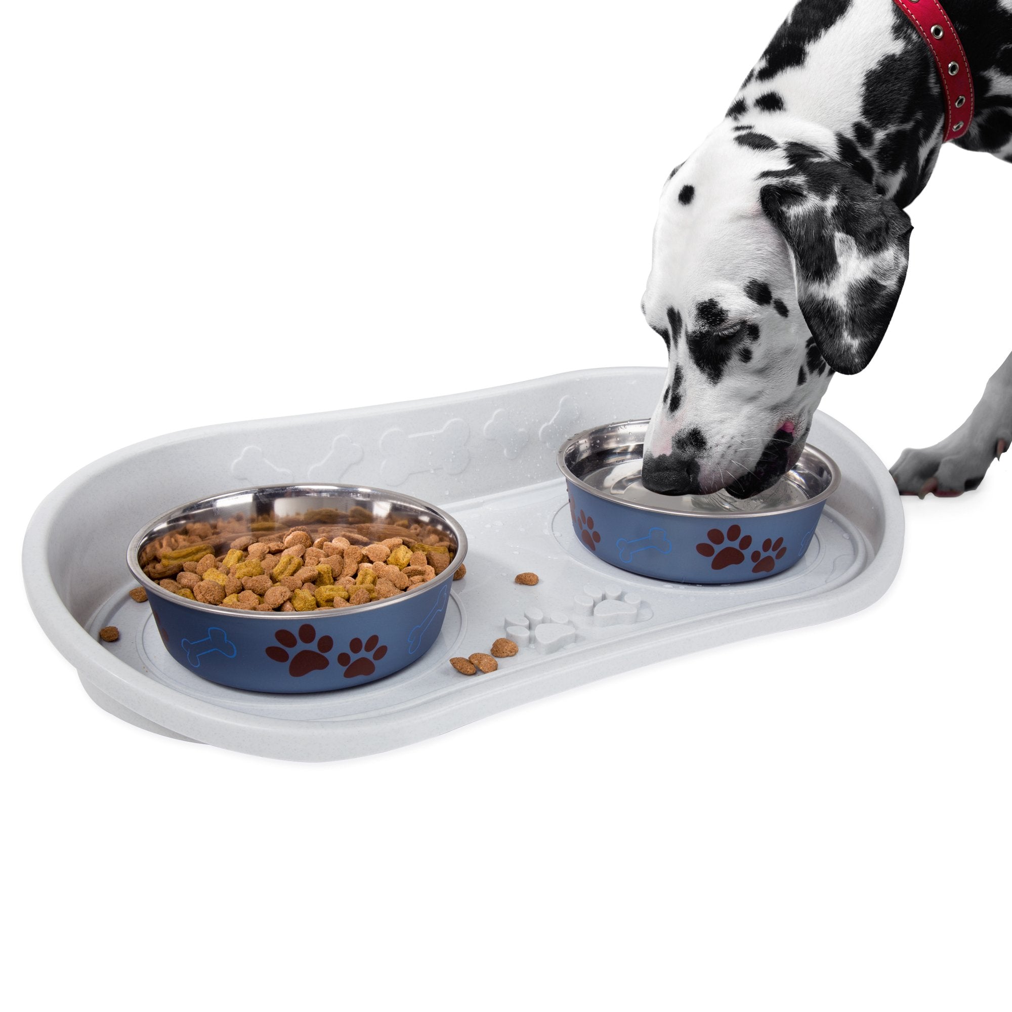 PETMAKER Non Skid Pet Bowl Tray grey, Original (Bowls Not Included)
