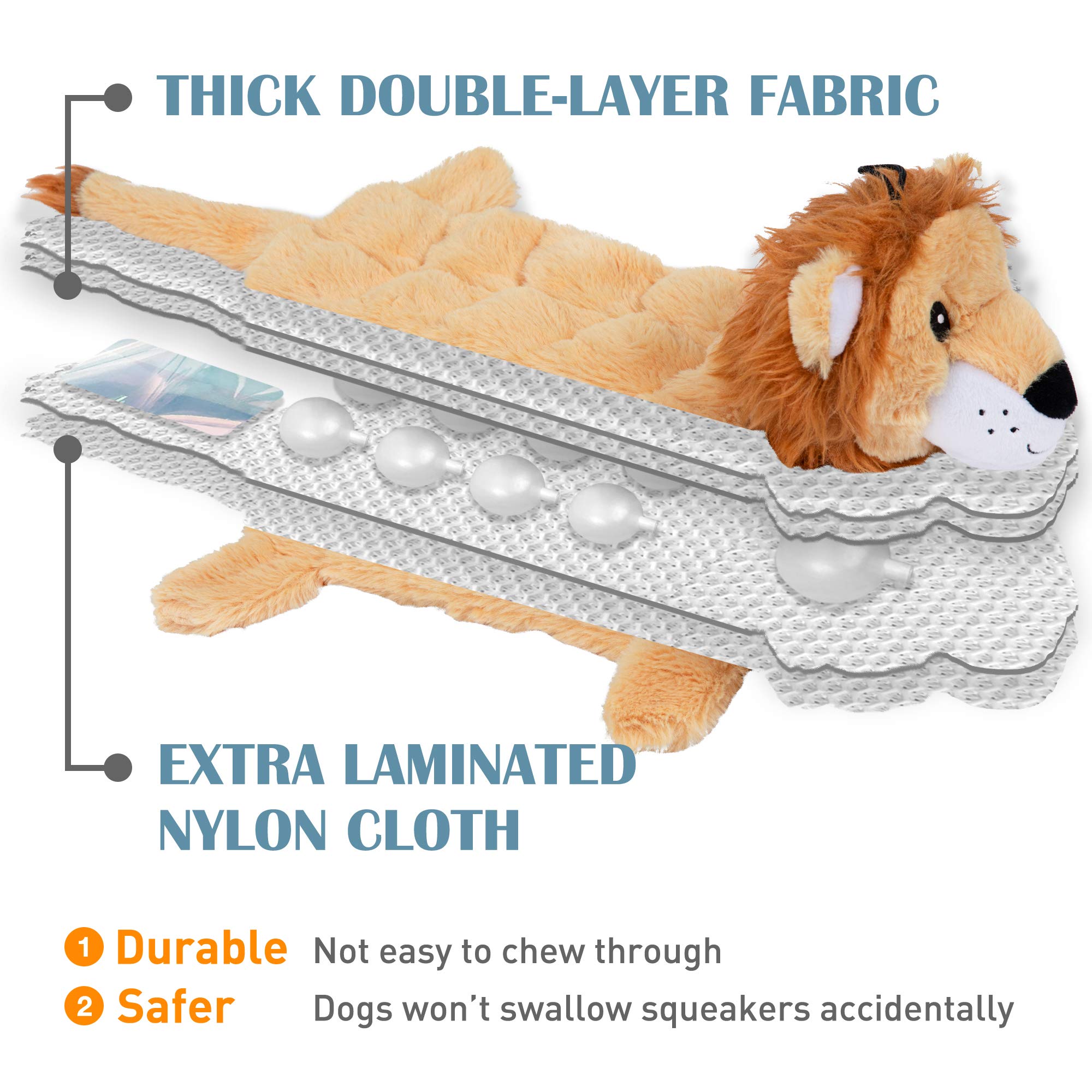 Nocciola 5 Pcs Less Stuffing Dog Squeaky Toys For Aggressive Chewers, Durable Plush Dog Toy Set With Stuffed Head For Small To Large Dogs