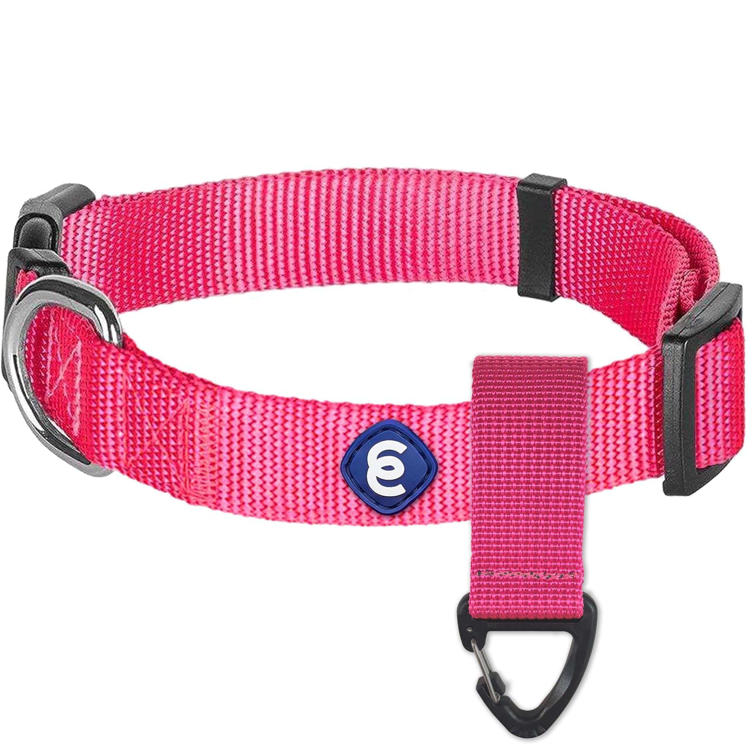 Blueberry Pet Essentials Rosy Pink Medium Dog Collar & Key Holder Set | Adjustable Nylon Dog Collar w/Key Holder for Medium Dogs