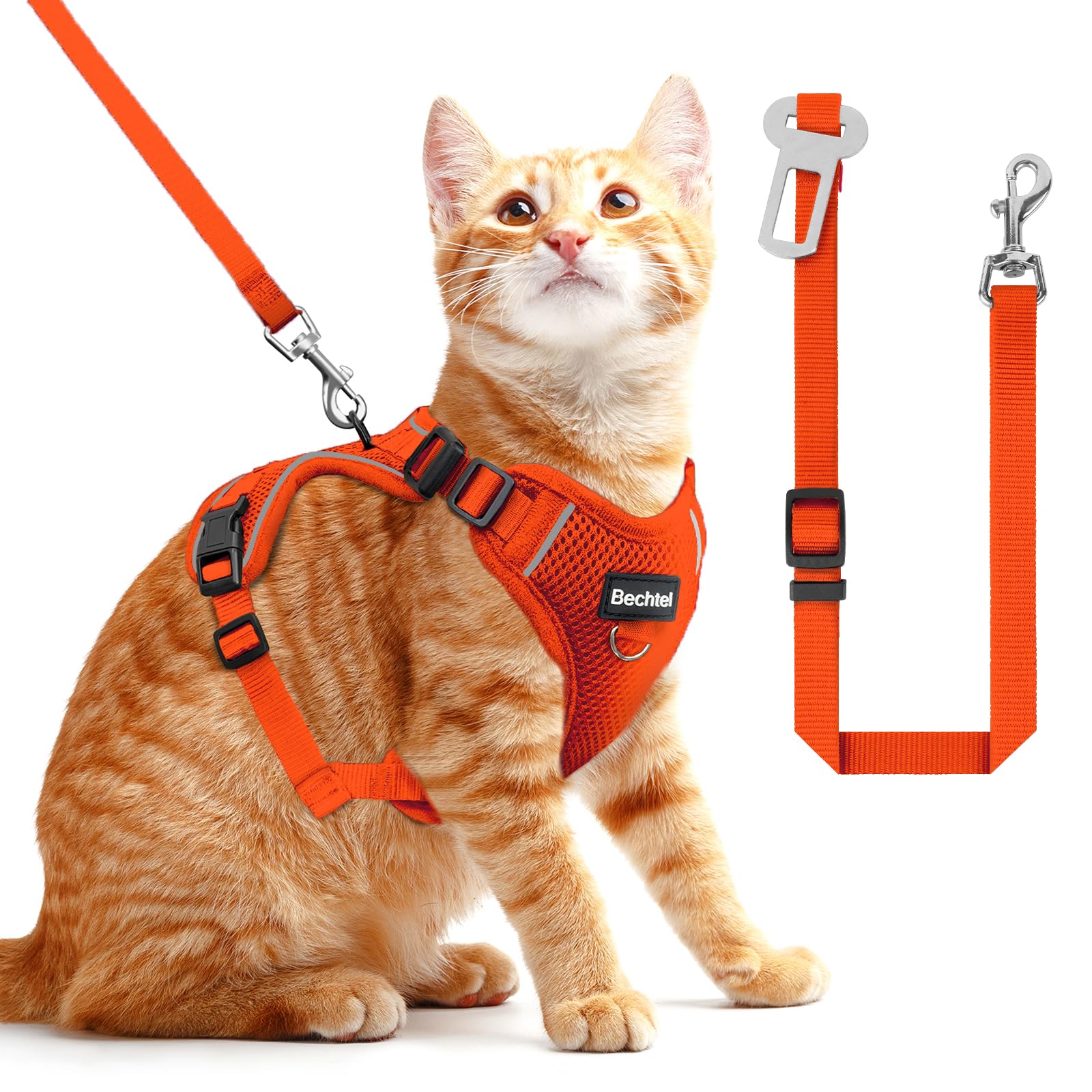 Orangemia 3-In-1 Adjustable Breathable Soft Cat Harness - Easy To Control Reflective, Escape Proof