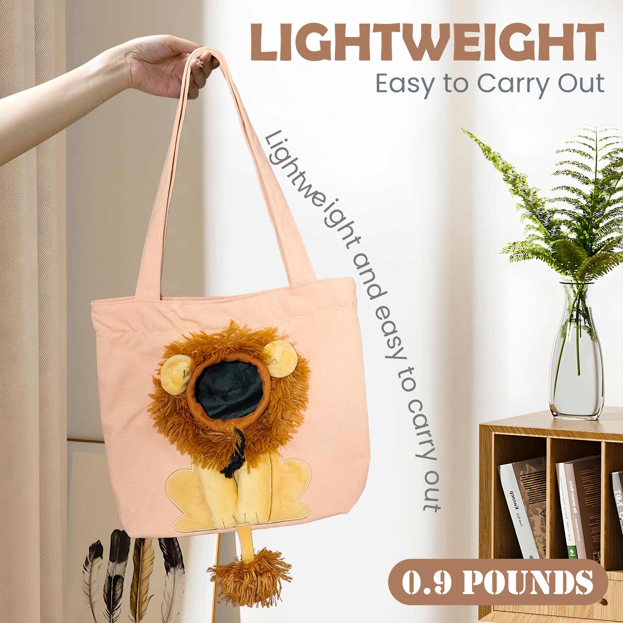 Pet Canvas Shoulder Carrying Bag, Cute Lion Shaped Cat Carrier, M Size Portable Kitten & Puppy Tote, Cozy Carriers For Small Dog