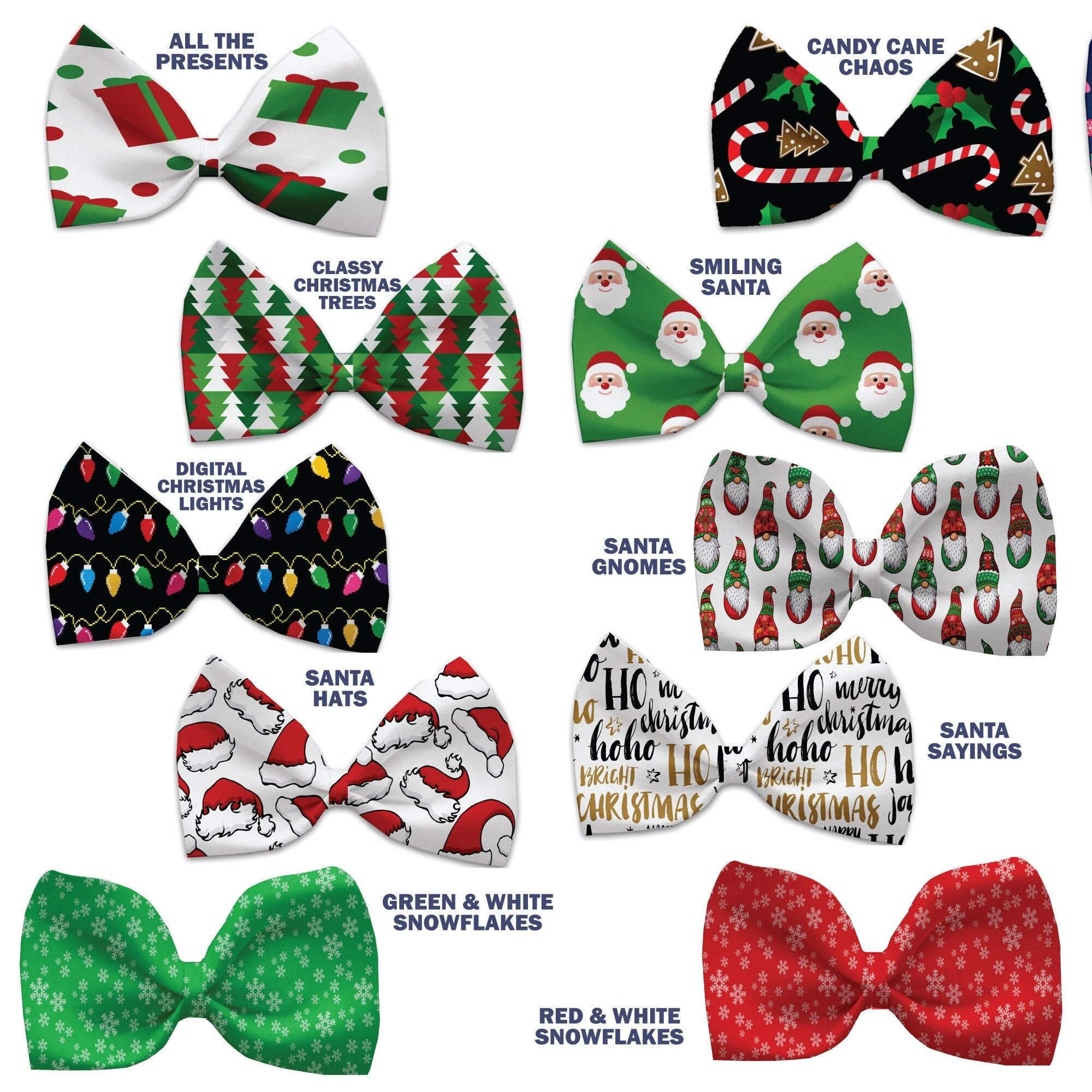 Christmas Pet, Dog and Cat Bow Ties, Christmas Carols Group (Choose from 10 Different Patterns!) Collar Strap Santa Sayings
