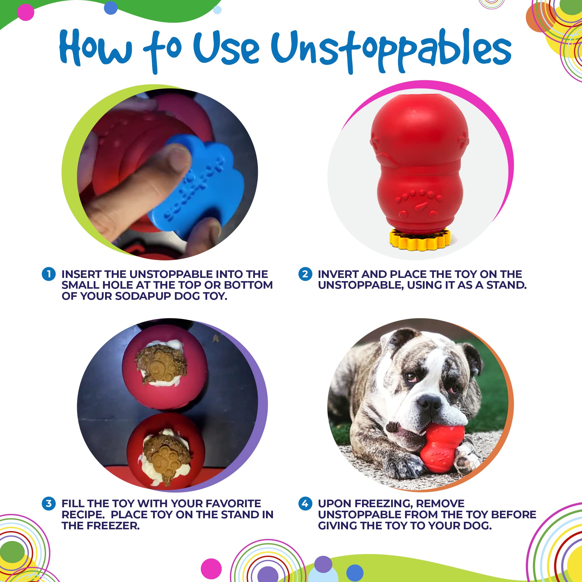 Unstoppables Stopper & Stand for SodaPup Rubber Treat Dispensers - 4 Pack