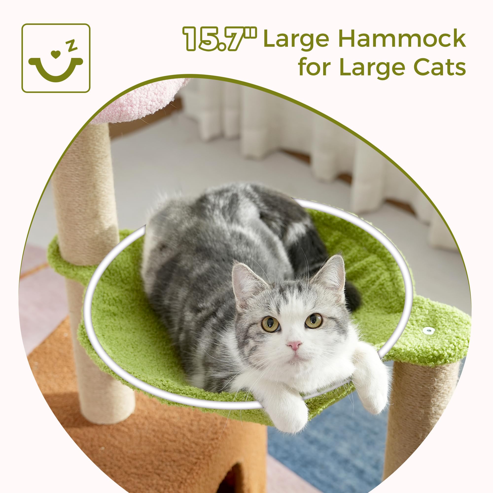Pawfessor Small Cat Tree Cute Cat Tower 36    Flower Cat Scratching Post With Large Cat Hammock Dia 15.7    And Flower Cat Perch