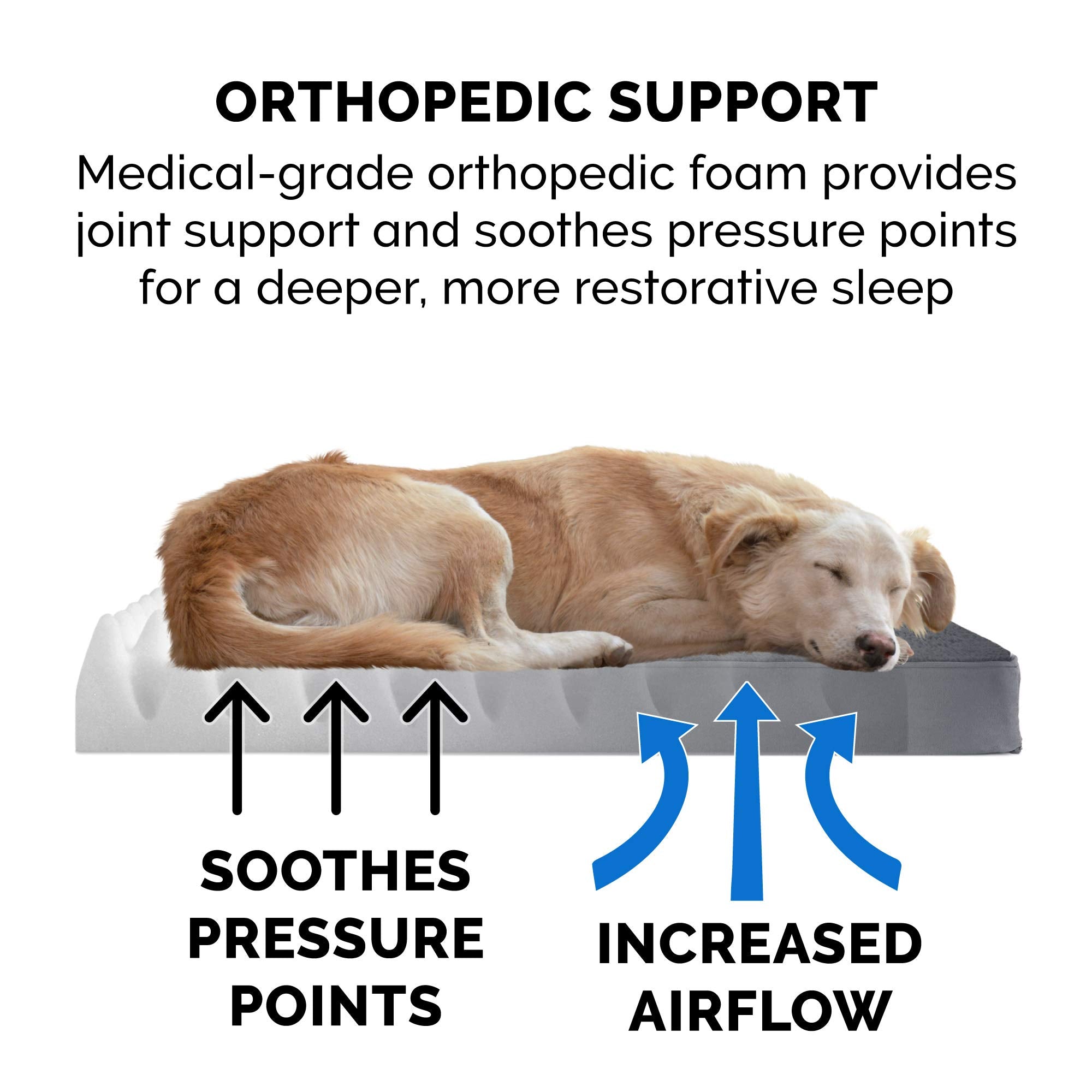 Furhaven Orthopedic Dog Bed For Large Dogs W/ Removable Washable Cover, For Dogs Up To 95 Lbs - Terry & Suede Mattress - Gray, J