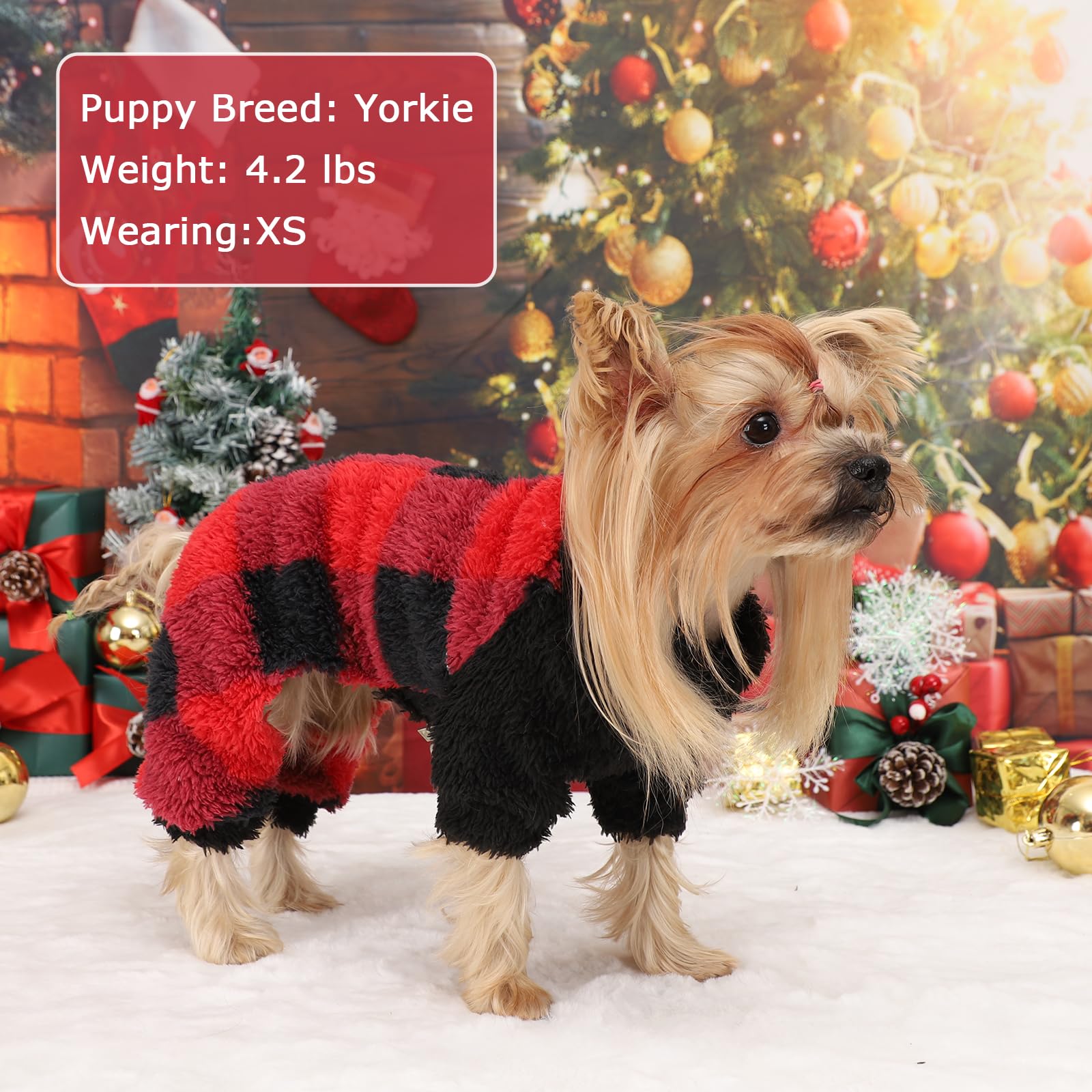 Dog Pajamas PJs Clothes for Small Dogs Girl Boy Warm Spring Fall Winter Onesie Xmas Sweaters Fleece Puppy Jumpsuits 4 Legged Out