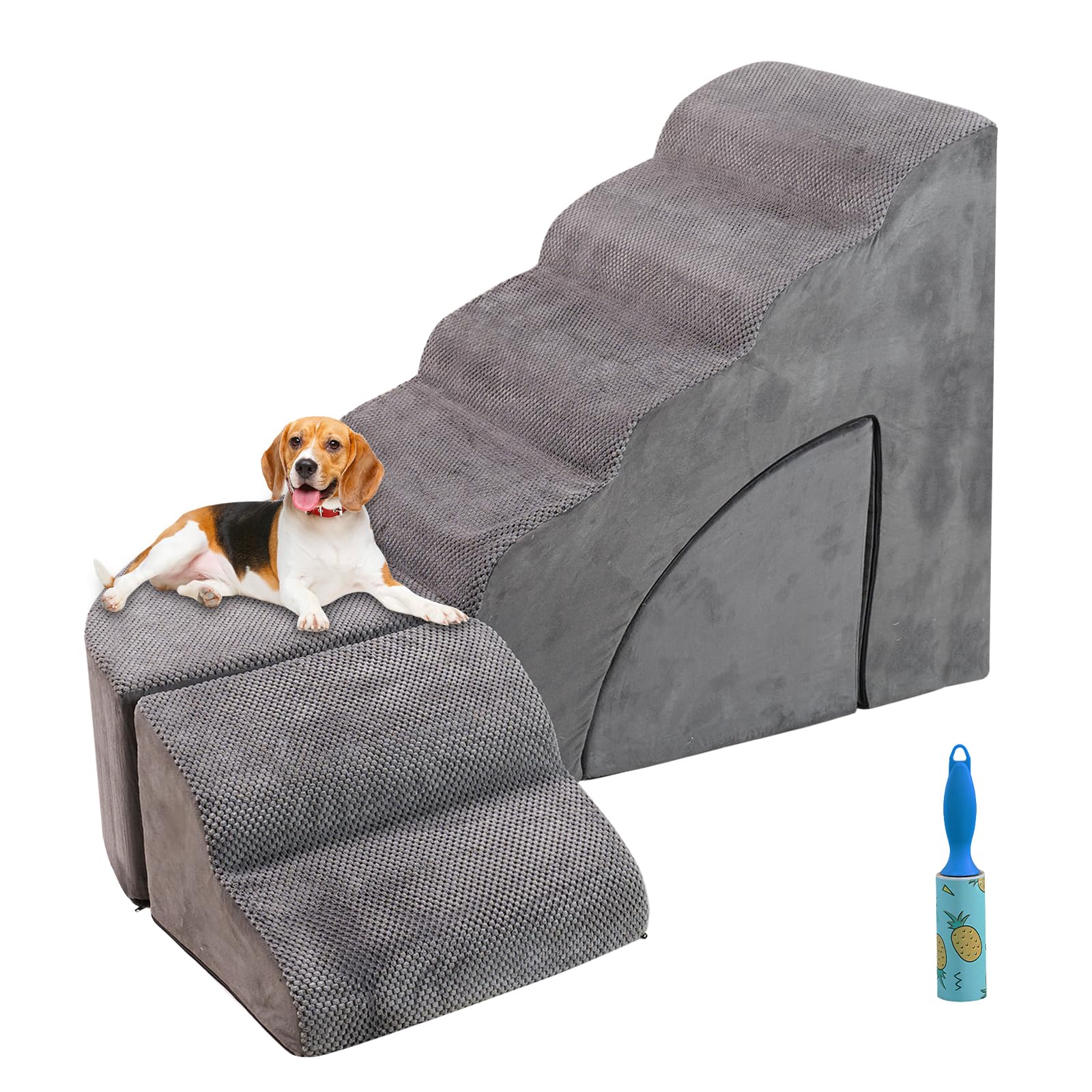 Dog Stairs For Small Dogs, 30 Inch High Dog Steps For High Bed, 6 Tier Foam Dog Ramp For Bed, Non-Slip Pet Stairs For Old Dogs/C