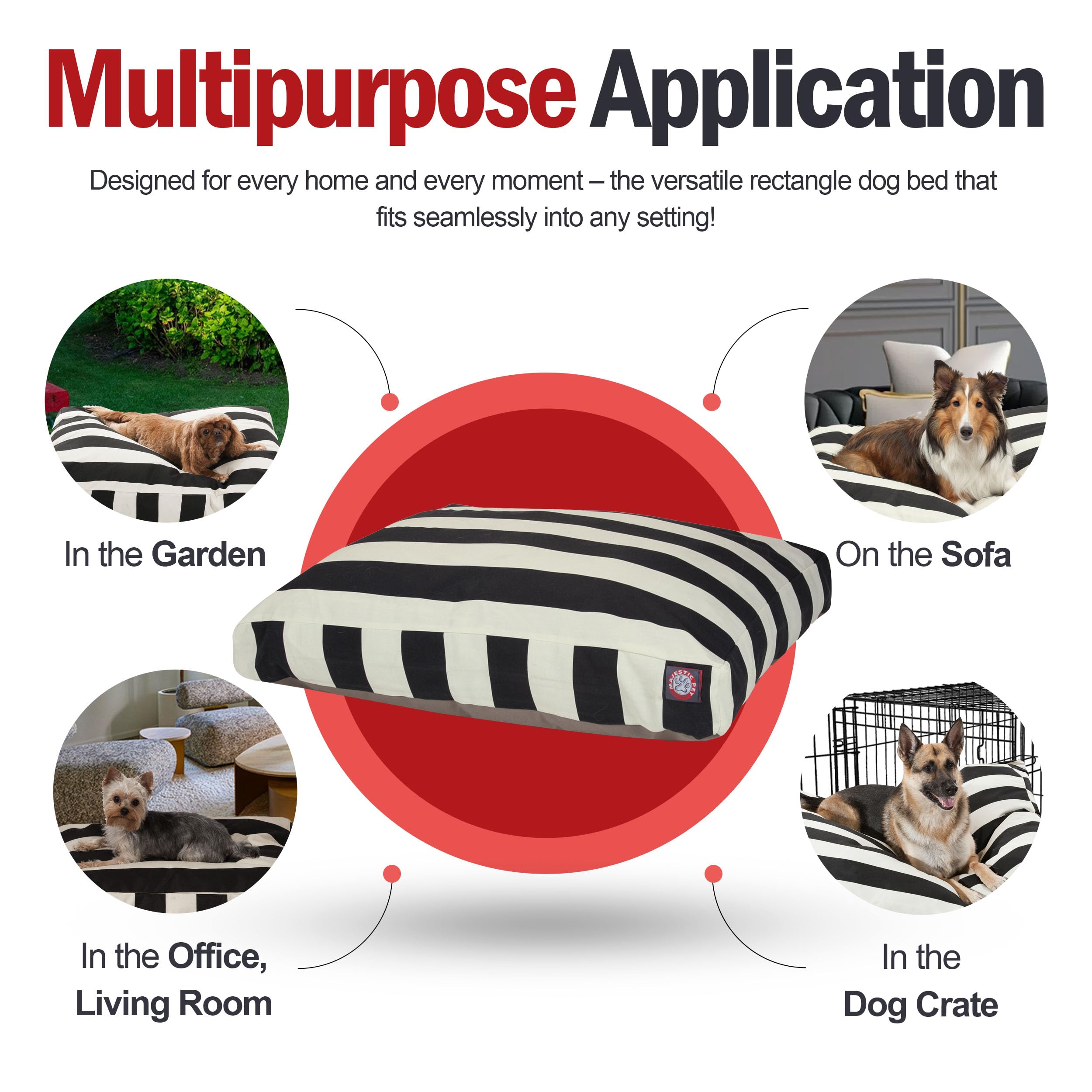 Majestic Pet Rectangle Small Dog Bed Washable – Non Slip Comfy Pet Bed – Dog Crate Bed With Removable Washable Cover – Dog Kennel Bed For Sleeping - Dog Bed Small Breed 27X20X4 Inch – Black