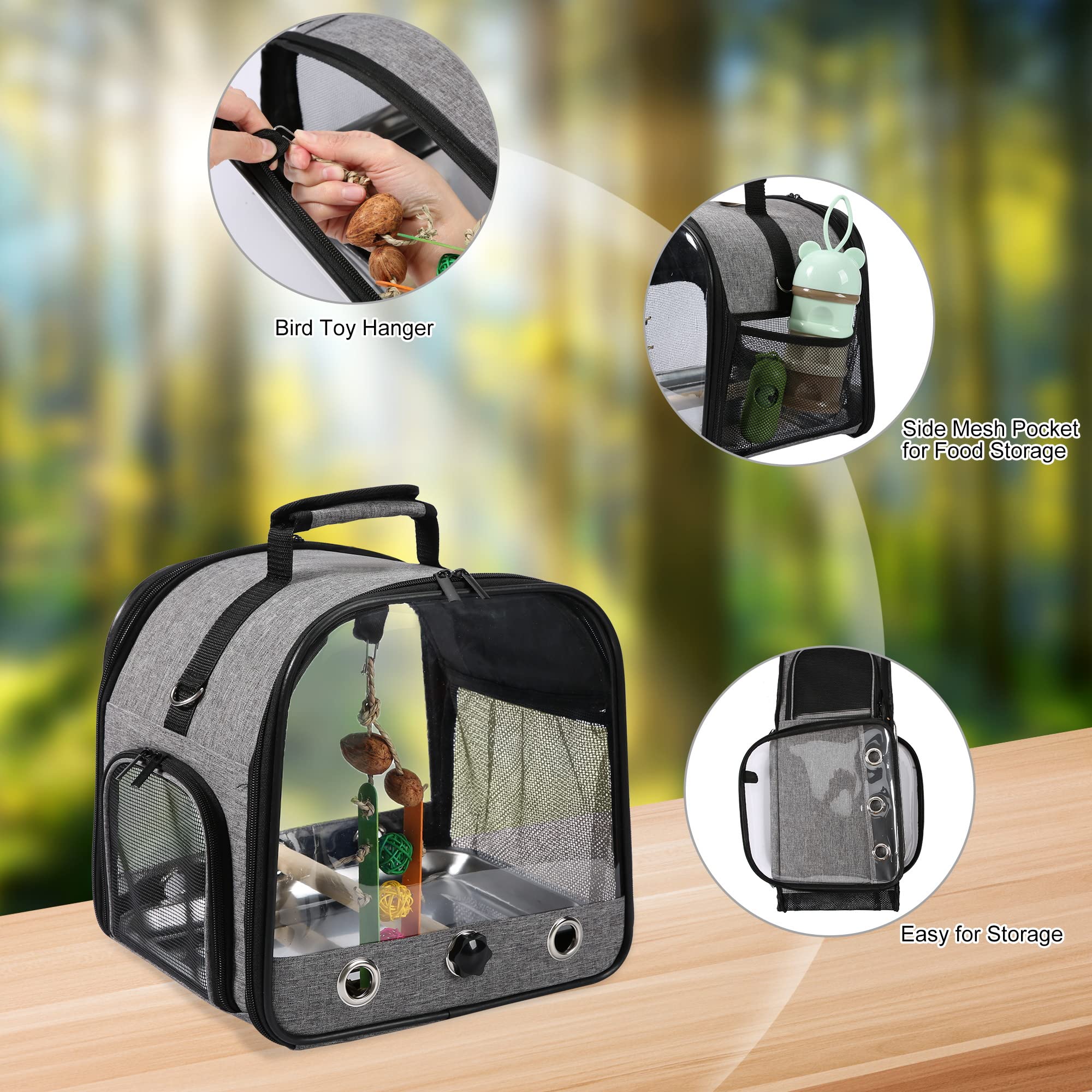 SUERTREE Bird carrier Bag Bird Travel cage with Stand, Small Bird carrier for Parrot, Portable Bird carrier Travel Bag, Pet Tran