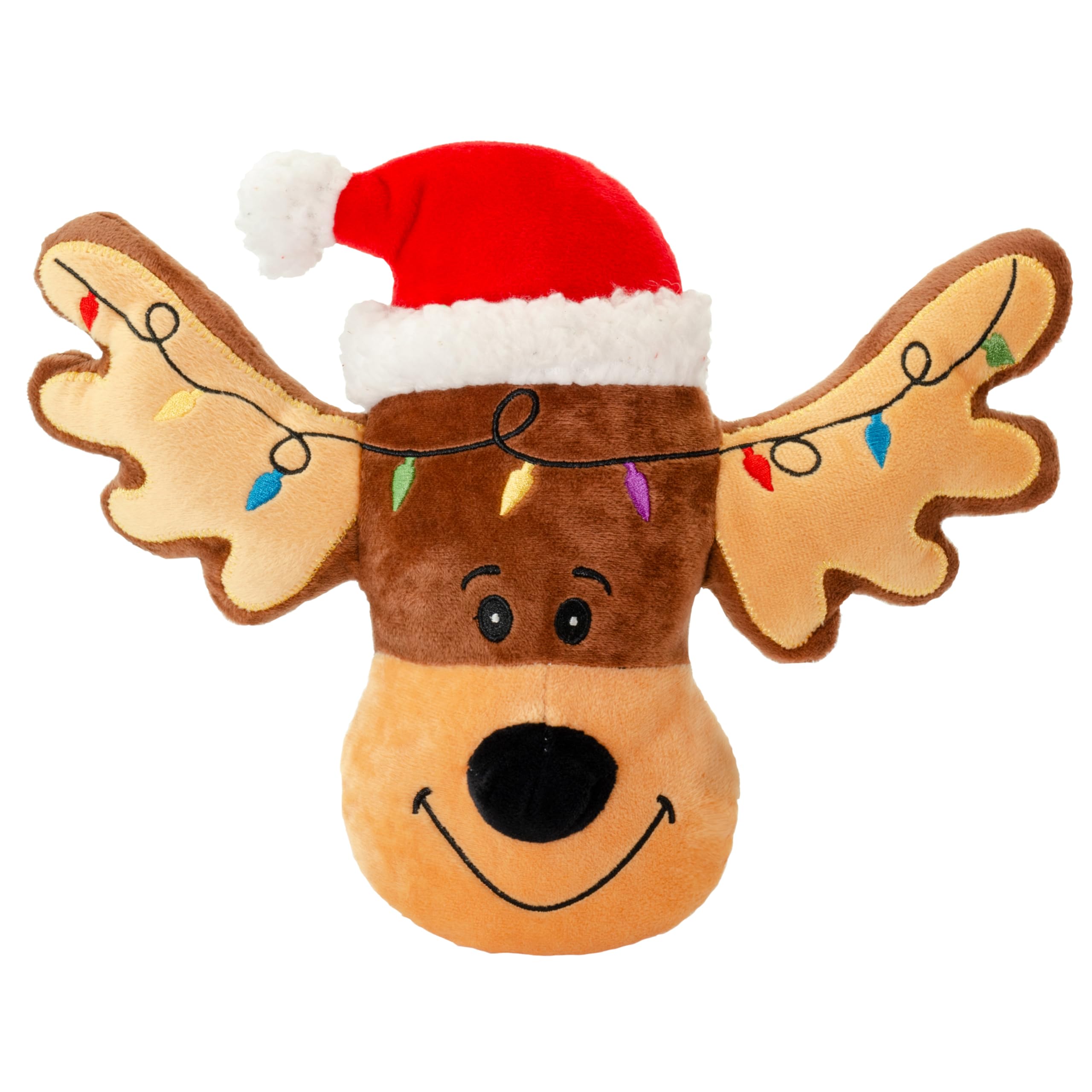 Giftable World Holiday Plush Pet Toy Fun For Christmas Designs With Squeaker Dog Chew Toy (9' Reindeer Cookie)