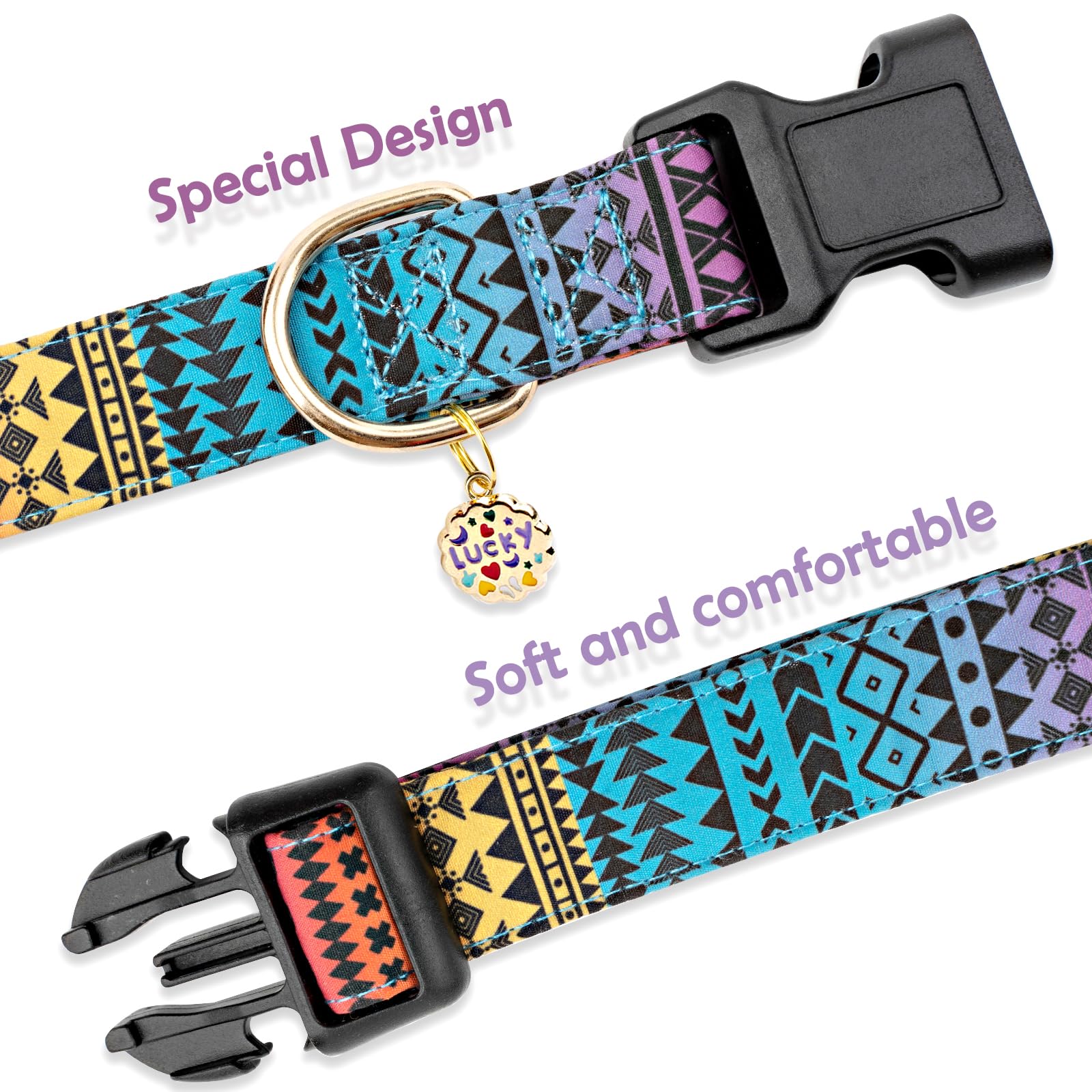 Faygarsle Bohemian Geometric Pattern Dog Collar For Small Medium Large Boys Girls Dogs M