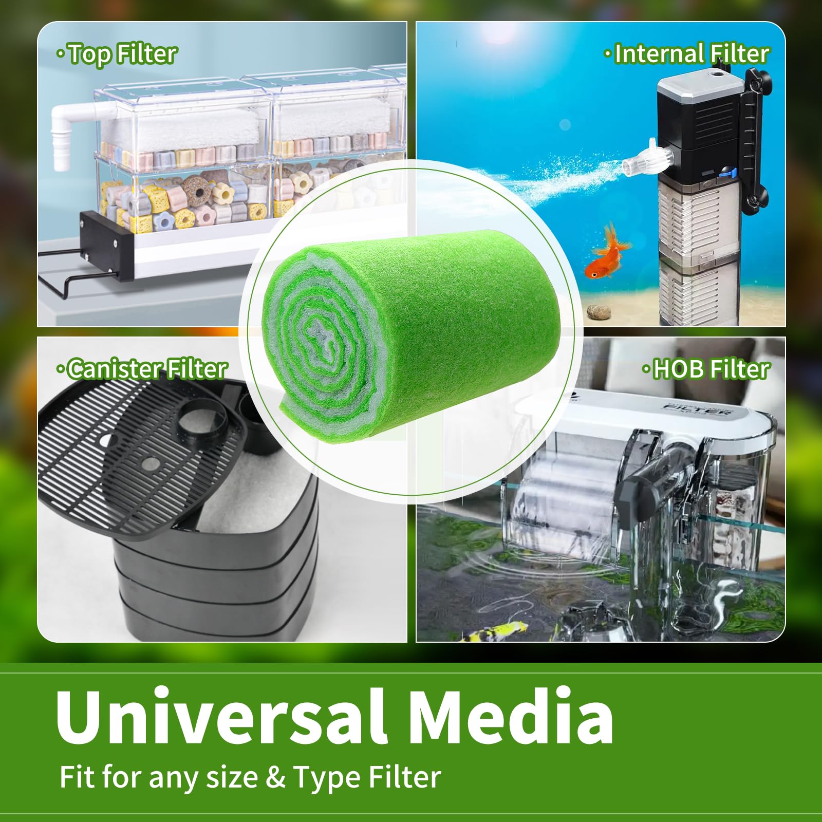 Aquaneat Aquarium Filter Media Pad Dual Density Bonded Filter Floss Roll Cut To Fit For Fish Tank Canister Filter 72''