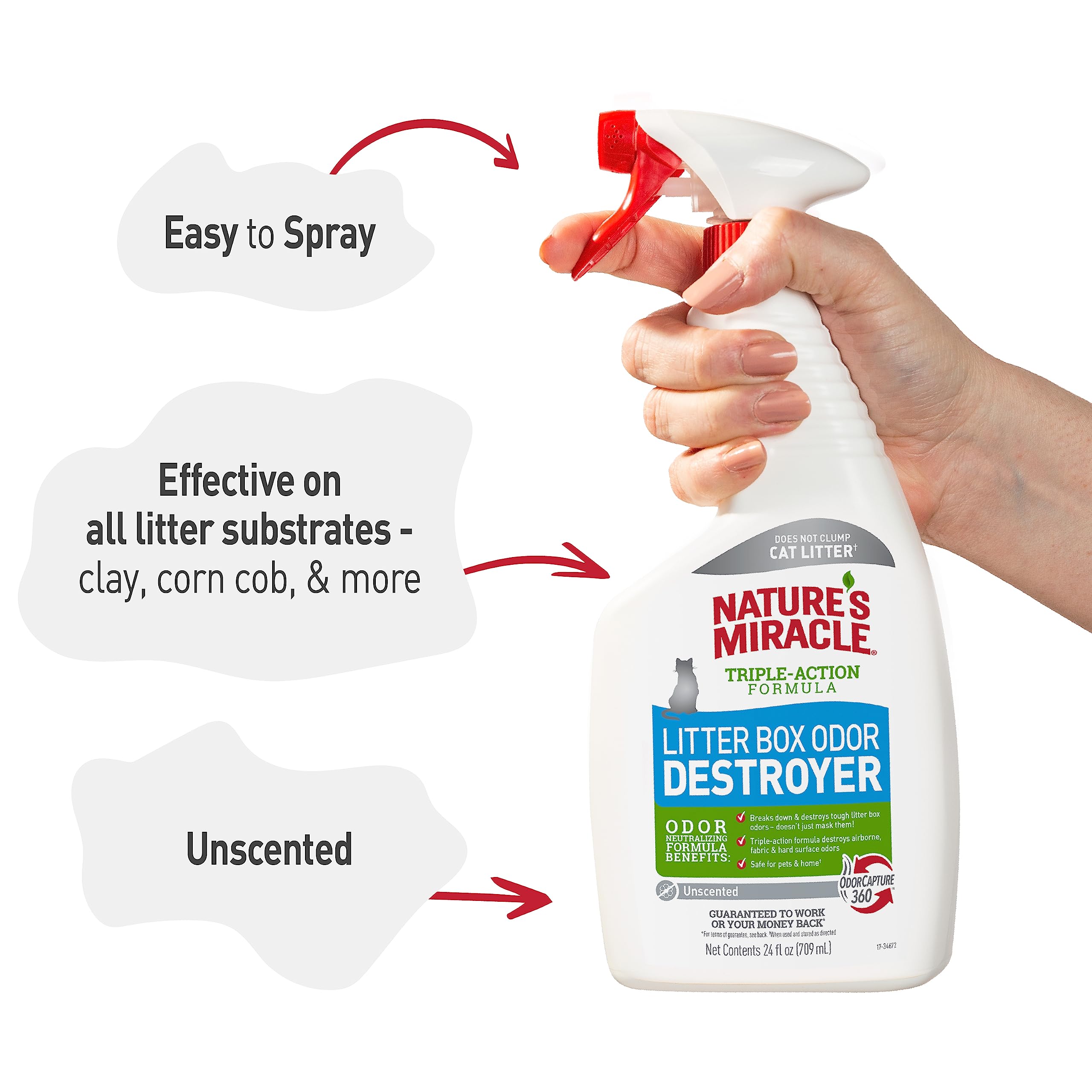 Nature'S Miracle Litter Box Odor Destroyer, 24 Ounces, Eliminates Feces, Urine And Ammonia Odors From Cat Litter Box