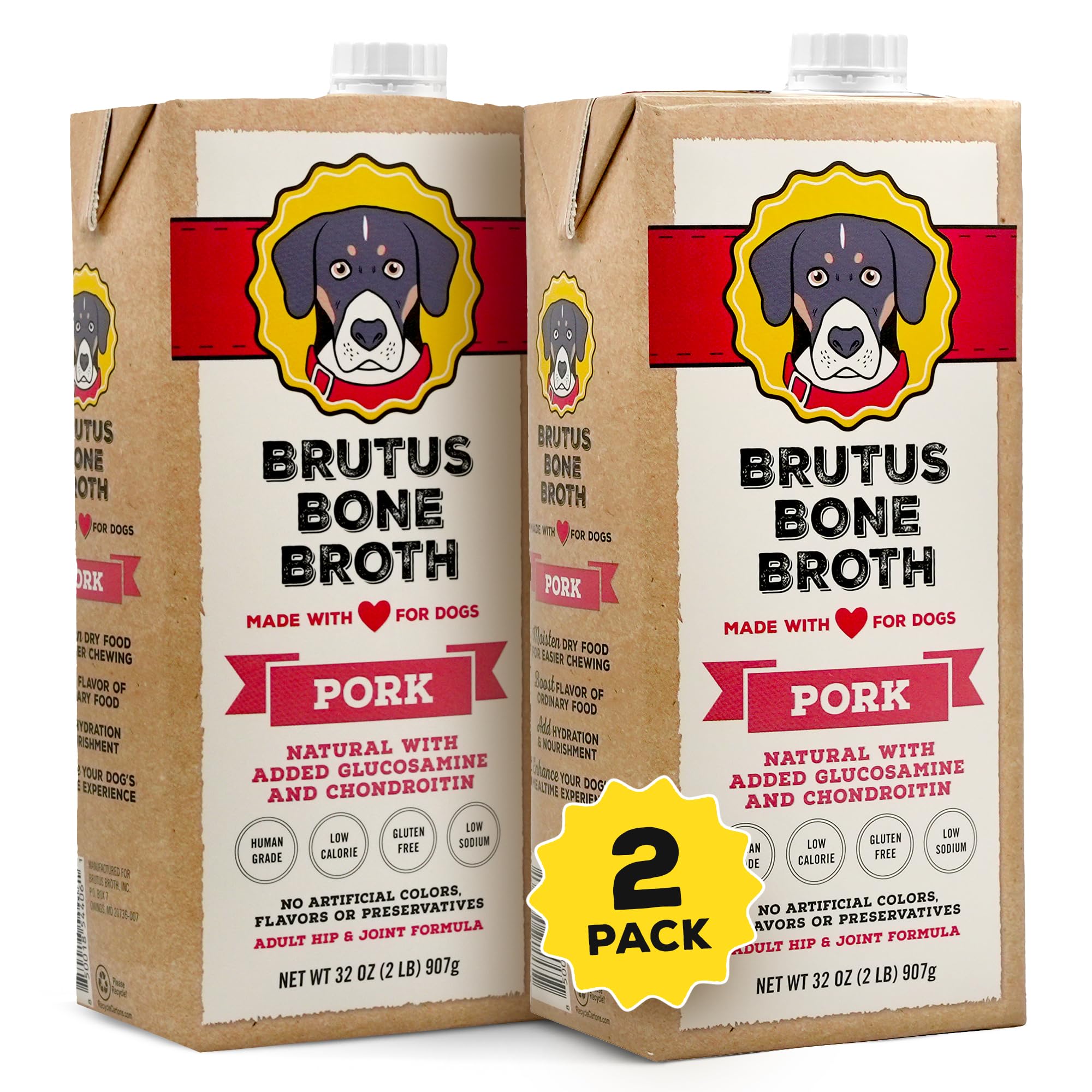 Brutus Bone Broth for Dogs | All Natural | Made in USA | Glucosamine & Chondroitin for Healthy Joints | Human Grade Ingredients 
