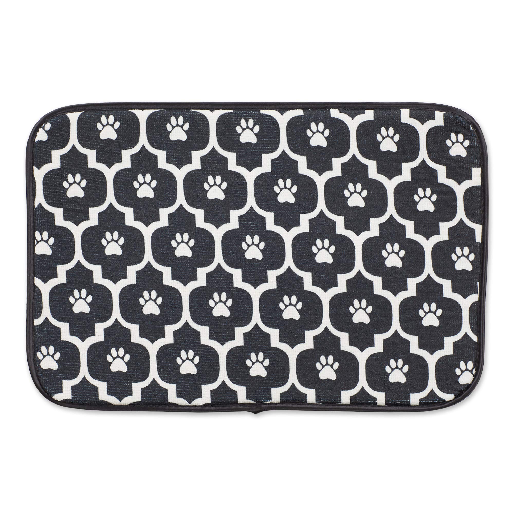 Bone Dry Machine Washable, Ultra Absorbent Pet Mat, 12x18, Black/Off-White Lattice