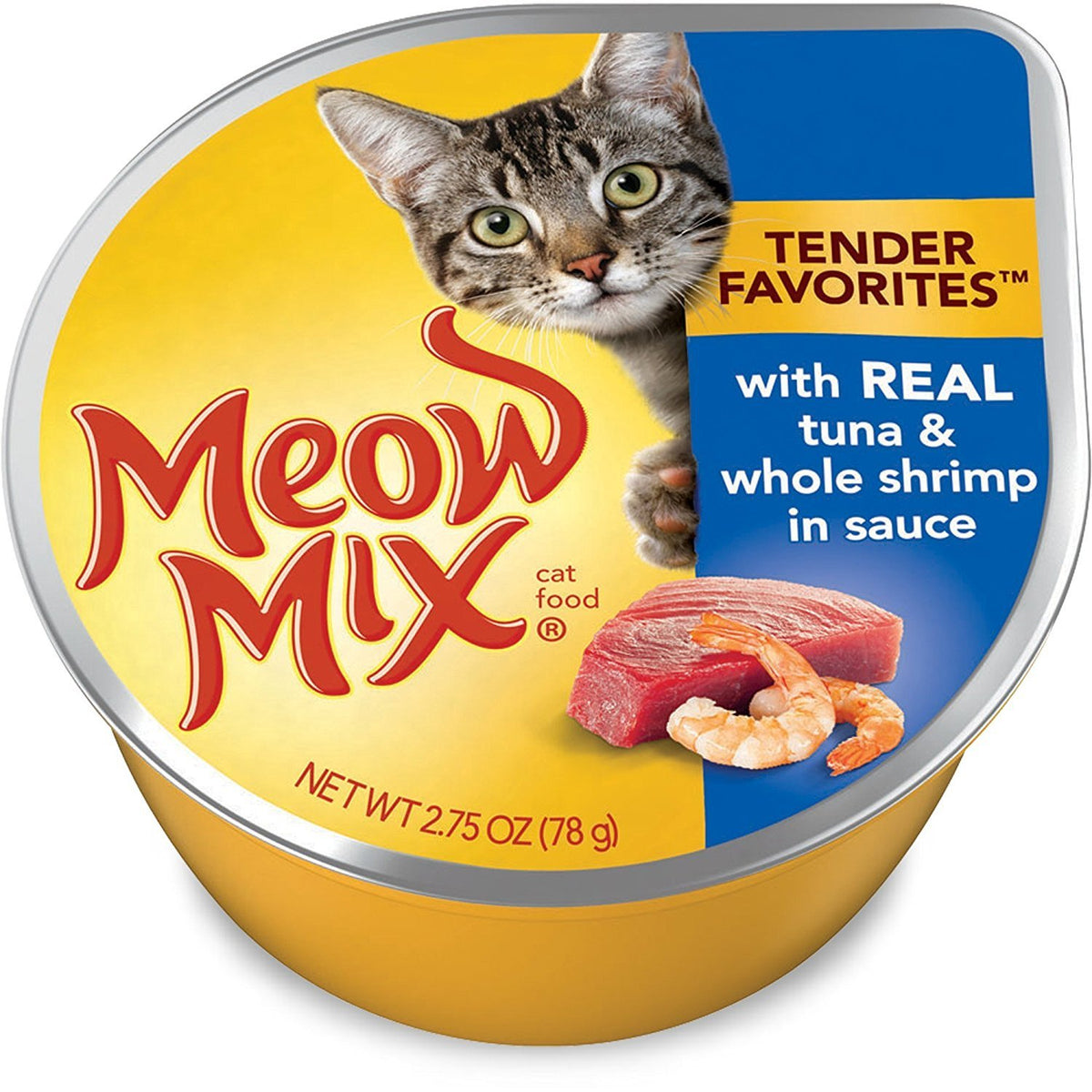 Meow Mix Tender Favorites Real Tuna & Whole Shrimp In Sauce Wet Cat Food, 2.75 Oz. Cups (Pack Of 24)