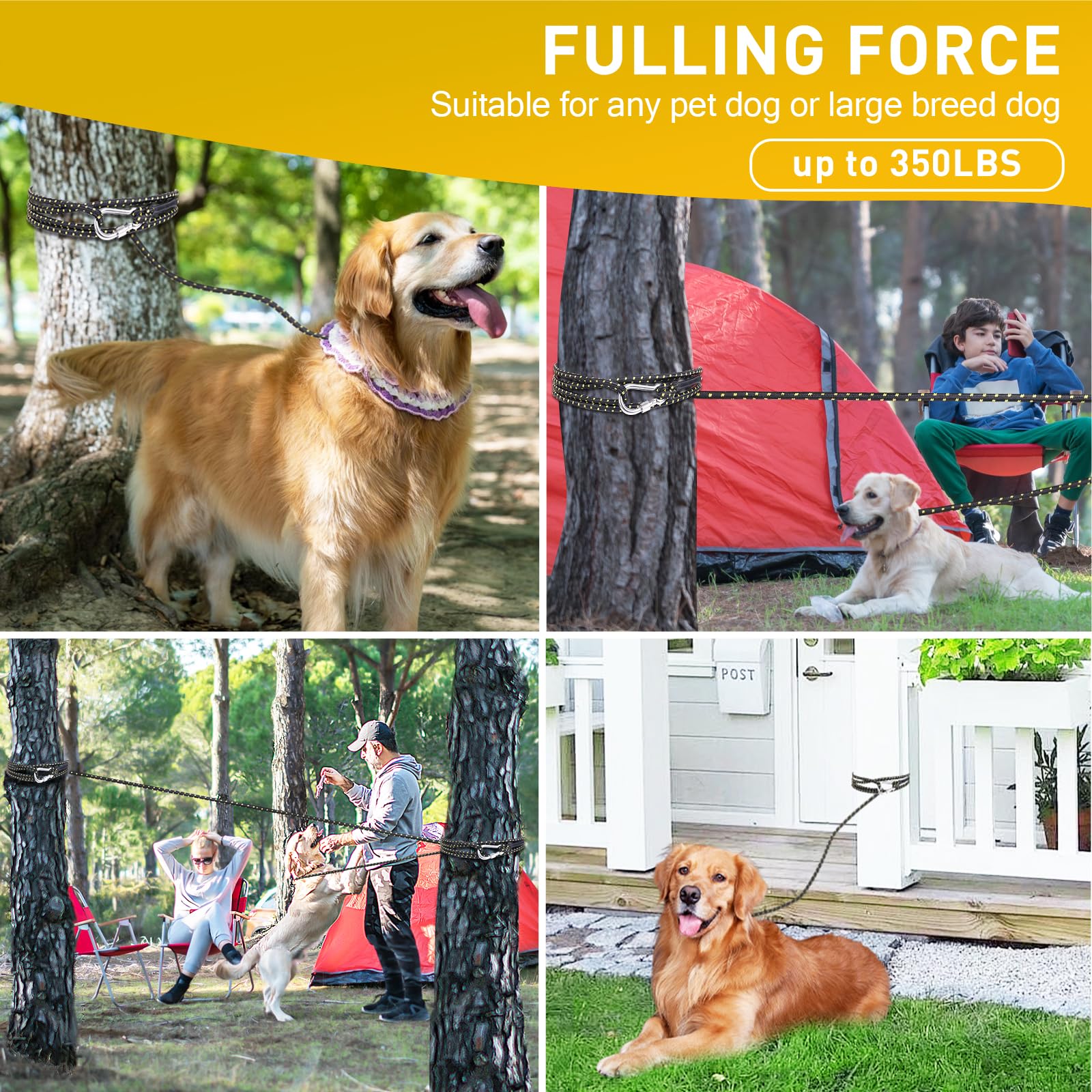 Dog Tie Out Cable For Camping 75Ft, Dog Runner For Yard Hold Up To 350Lbs, Portable Dog Camping Essentials For Outside