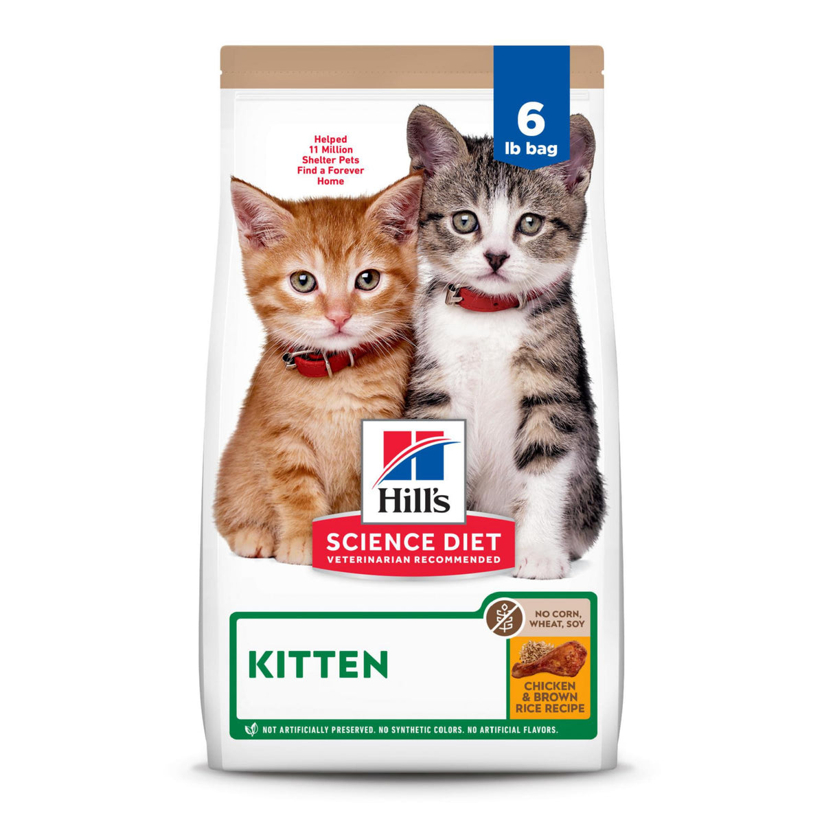 Hill'S Science Diet Kitten, Kitten Premium Nutrition, Dry Cat Food, No Corn, Wheat, Soy Chicken & Brown Rice, 6 Lb Bag