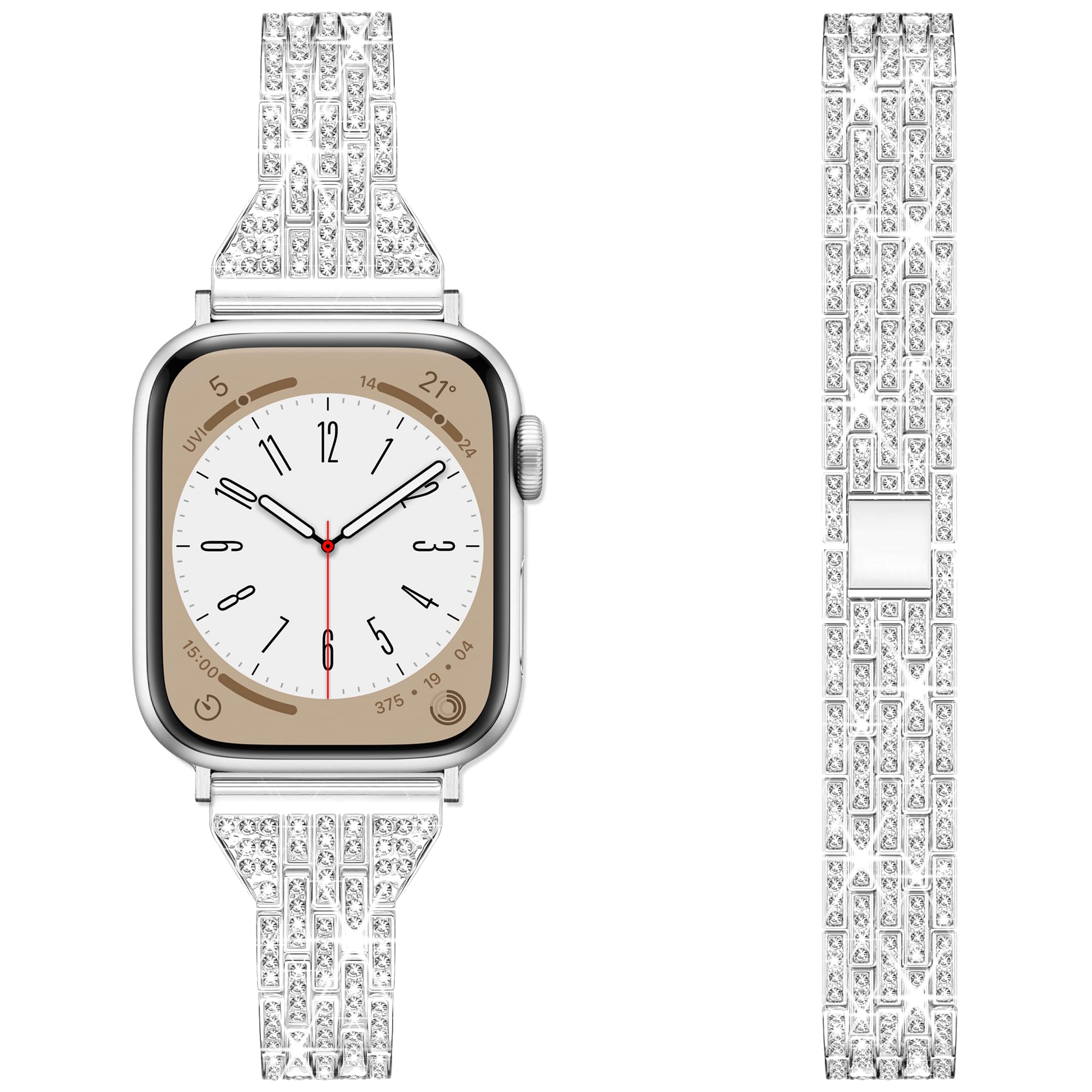 Compatible With Apple Watch Band 41Mm 40Mm 38Mm, Luxury Diamond Band For Women, Dressy Cute Charm Bracelet, Bling Fashion Metal