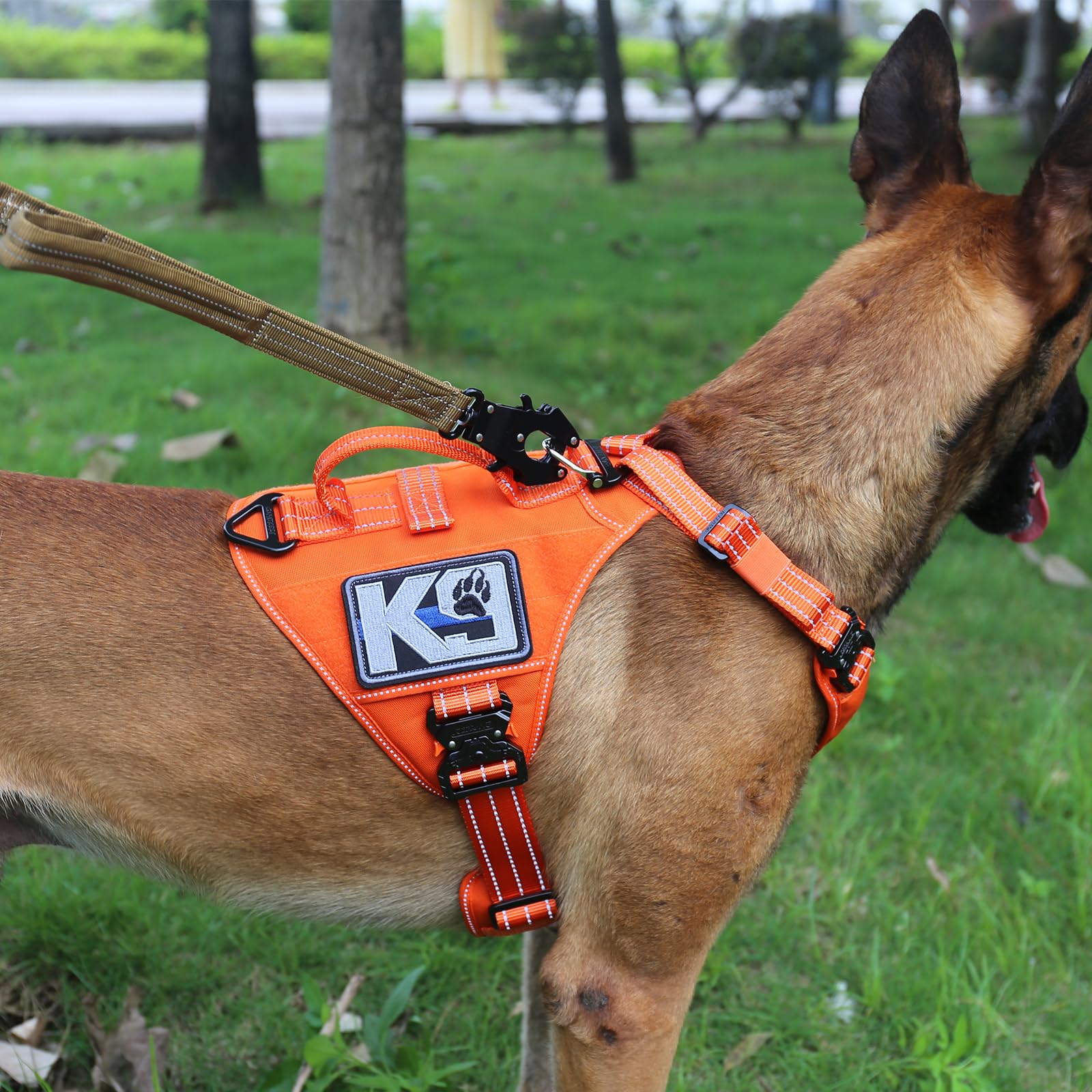 ICEFANG GN8 Tactical Dog Harness with 4X Metal Buckles for Large Sized Dogs,Reflective in Training Walking K9 Vest,No-Pull Front