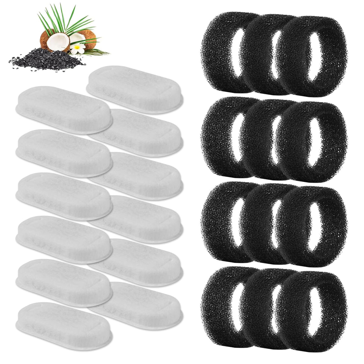Asfrost Cat Water Fountain Filter, (12+12 Pack) Cat Fountain Filters Replacement For 108Oz/3.2L Stainless Steel Cat Water Founta
