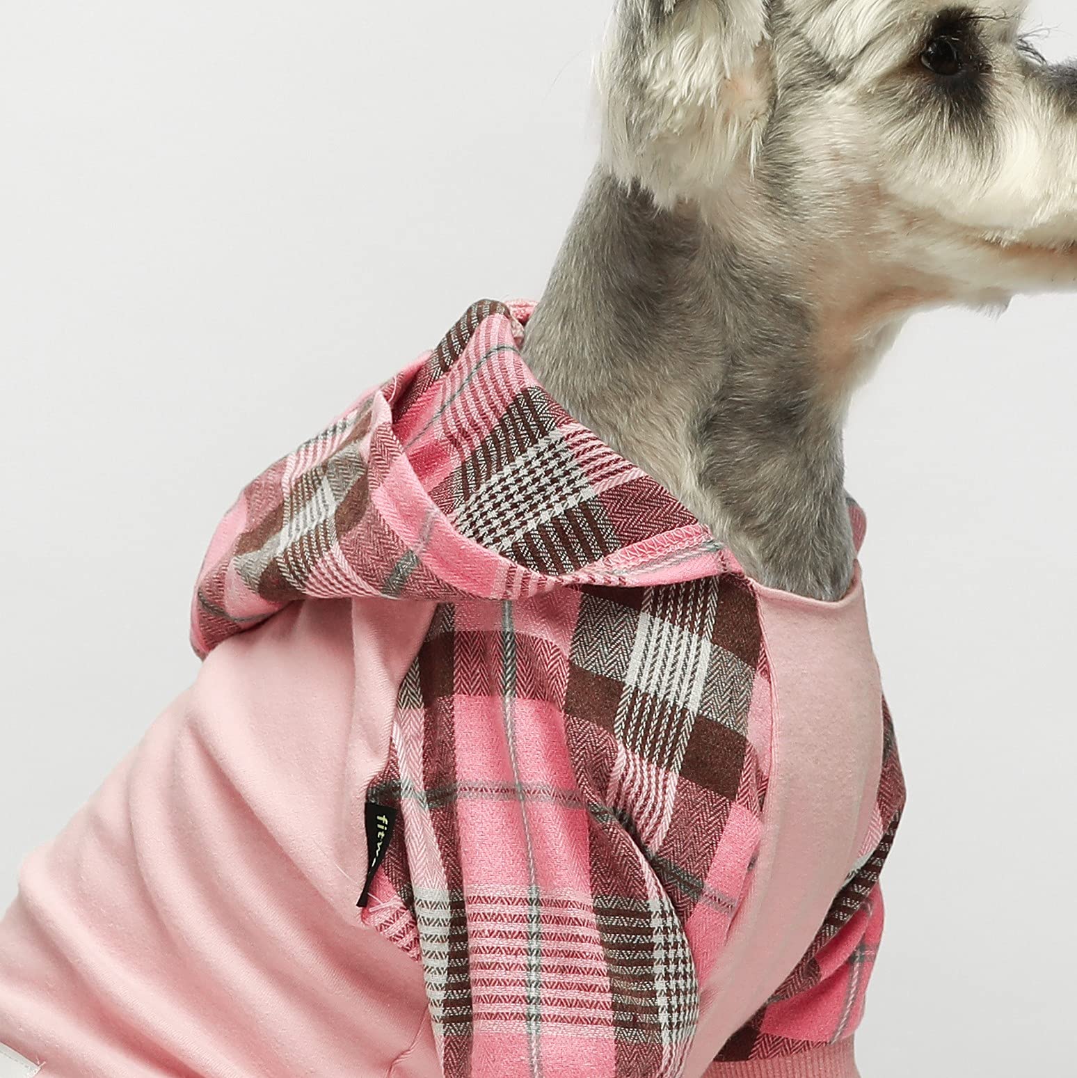 Fitwarm 100% Cotton Girl Plaid Dog Clothes Lightweight Puppy Hoodie Pet Sweatshirt Doggie Hooded Outfits Cat Apparel Pink Large