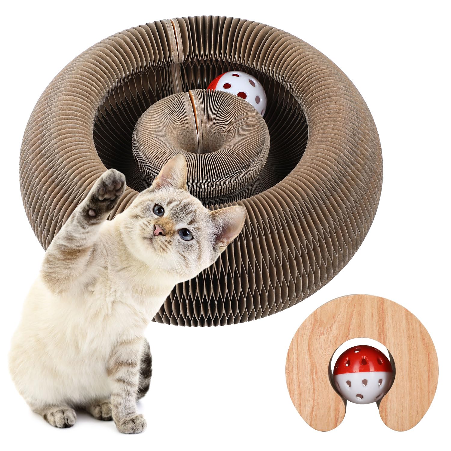 Fluffydream Magic Organ Cat Scratching Board, Interactive Scratch Pad With A Ball, Cat Scratcher For Grinding Claw, Recyclable A