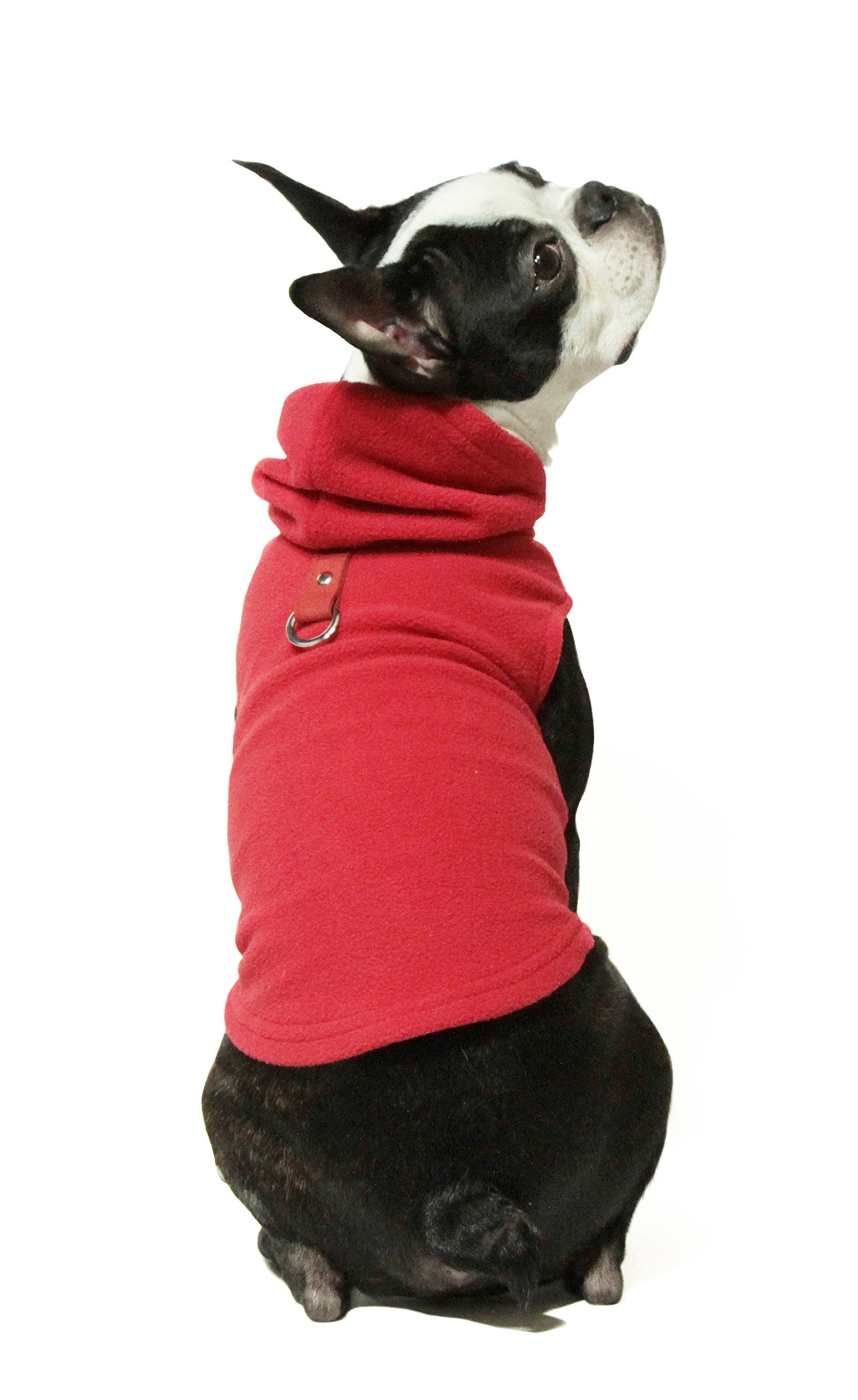 Gooby Fleece Vest Hoodie Dog Sweater - Red, X-Small - Warm Pullover Dog Hoodie With O-Ring Leash - Winter Hooded Small Dog Sweater - Dog Clothes For Small Dogs Boy Or Girl, And Medium Dogs