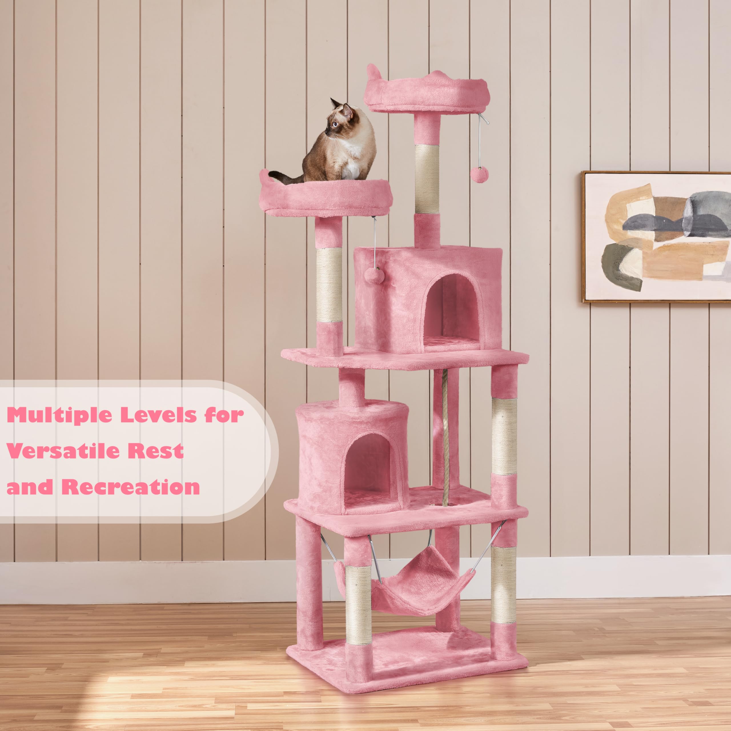 Yaheetech Cat Tree, 70.5In Cat Tower For Indoor Cats, Multi Level Cat Condo Activity Center Play House With Hammock, 2 Plush Per