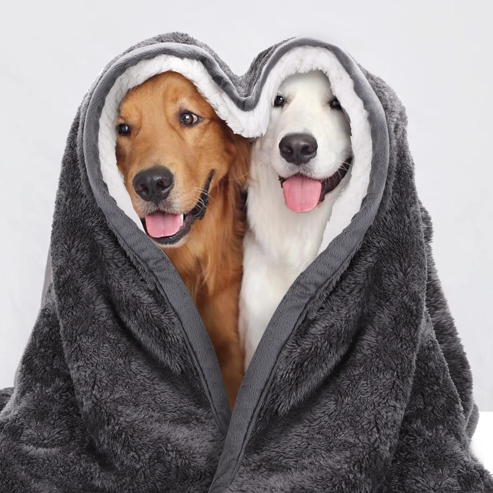 Nobleza Waterproof Dog Blanket Reversible Super Soft Warm Fluffy Sherpa Fleece Pet Blanket