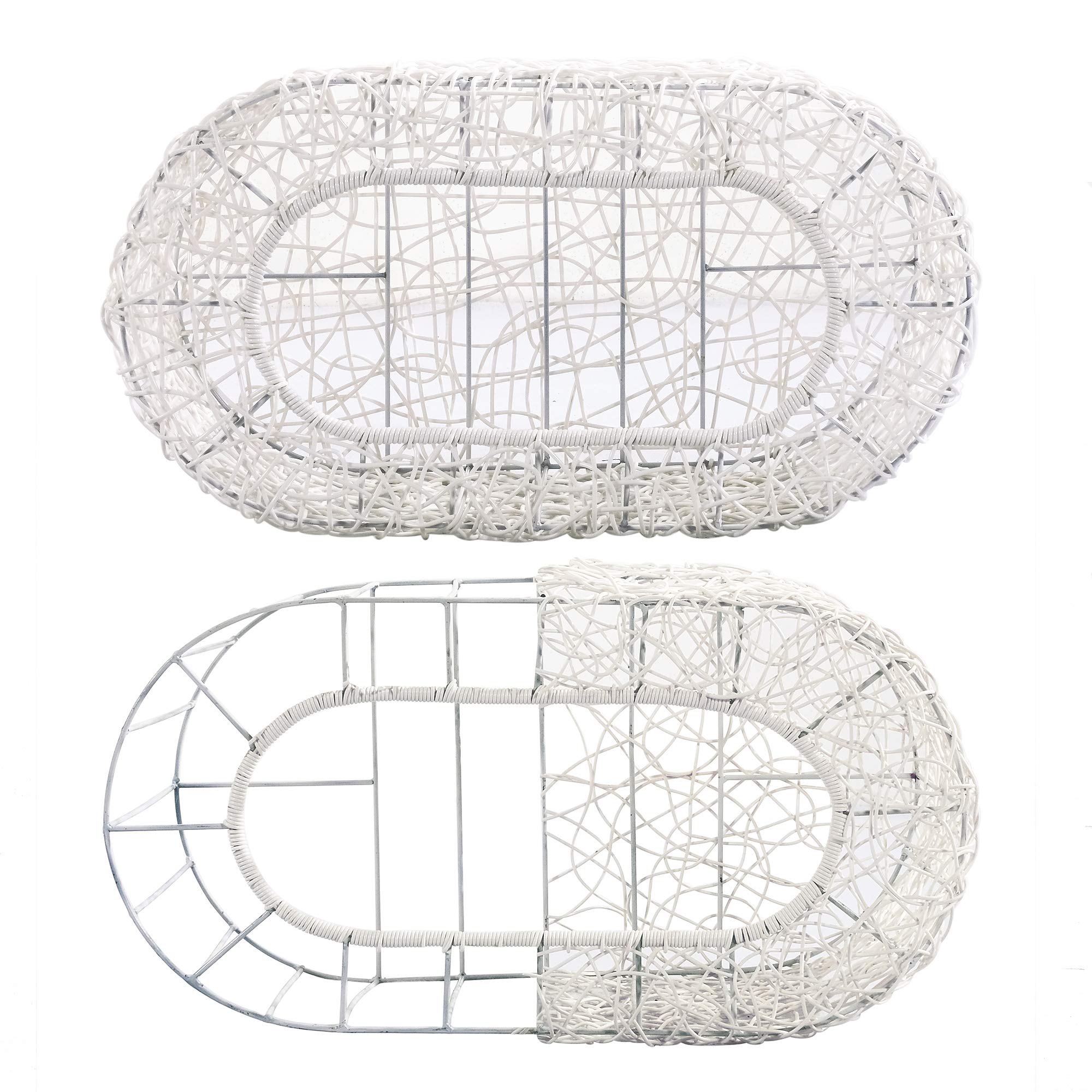 D+Garden Fun Stackable White Cat Condo For Indoor Cats - Interactive Play Rattan Modern Cat House For Indoor Cats Kitty, Pet Fri