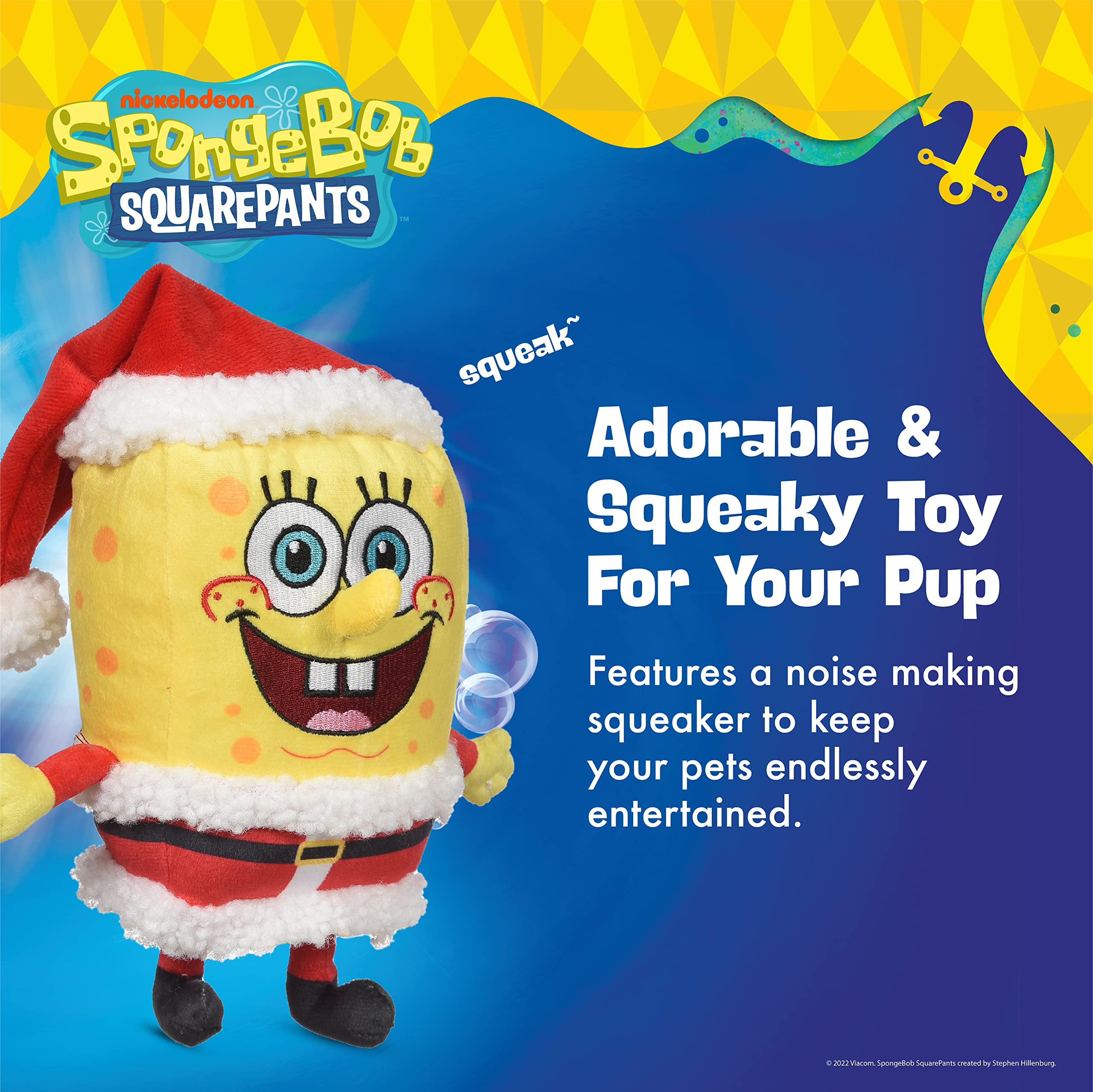Spongebob Squarepants For Pets Holiday 9” Figure Plush Dog Toys With Squeaker | Dog Toys For Spongebob Fans | Squeaky Dog Toys, Spongebob Santa Toy, Dog Plush Toy