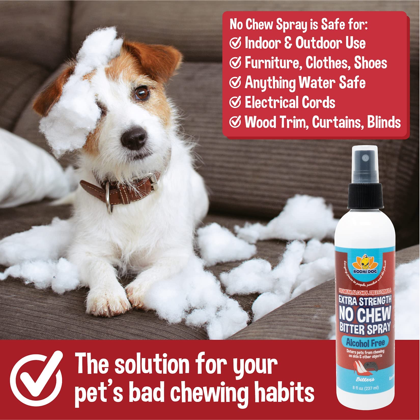 Bodhi Dog New Bitter 2 In 1 No Chew & Hot Spot Spray | Natural Anti-Chew Remedy Better Than Bitter Apple | Safe On Skin, Wounds
