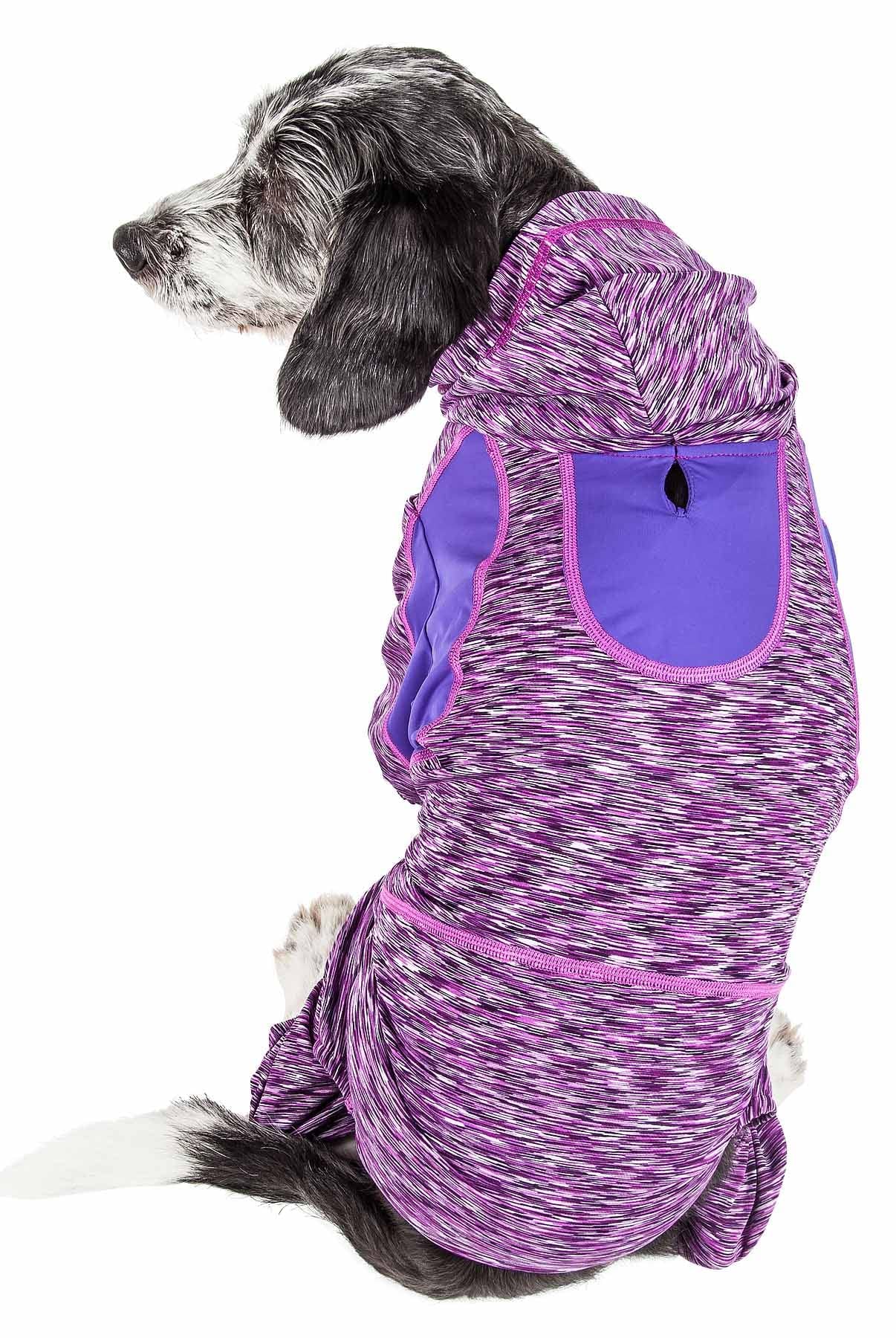 Pet Life ® Active Downward Dog Hoodie and Flexible Full Body Dog T-Shirt - Lightweight Dog Fitness Tracksuit and Yoga Dog Clothes Featuring 4-Way Stretch, Reflective and Quick-Dry Technology