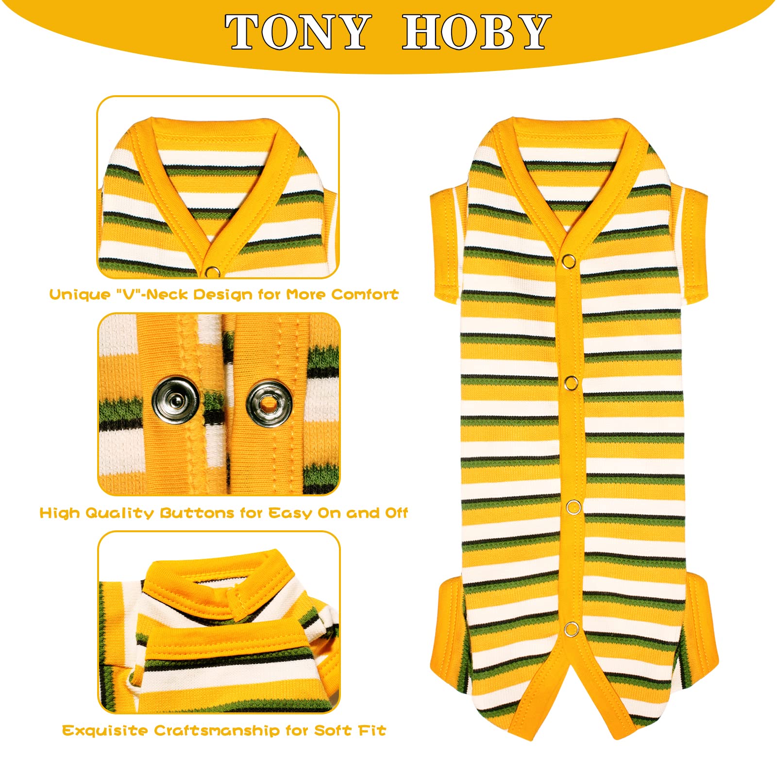 Tony Hoby Dog Pajamas, Dog Surgical Recovery Suit, Knitted Dog Shirt For Small Medium Dog (Yellow&Green, Girl, Xl)
