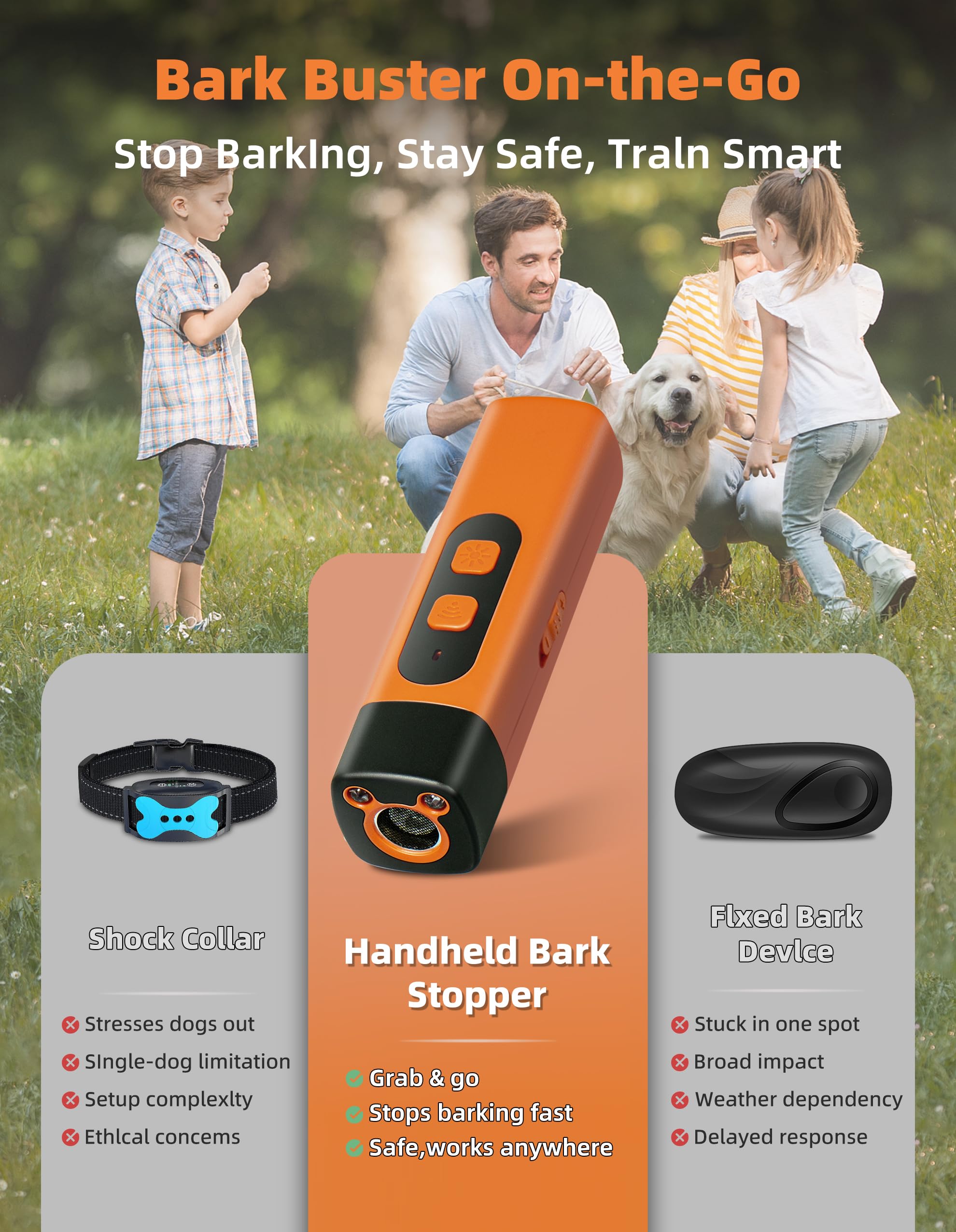 Each Cool Anti Barking Device For Dogs - 2025 Dog Bark Deterrent Devices - Compact Bark Deterrent Device With Flashlight, 25Khz