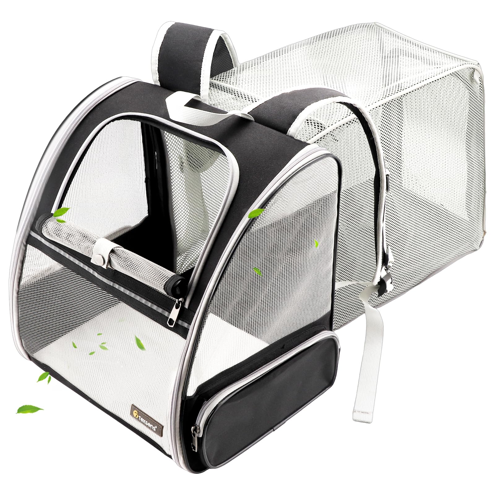 Texsens Cat Backpack - Expandable Pet Carrier For Medium Cats And Small Dogs Up To 17 Lbs - Breathable, Collapsible & Soft Cat T