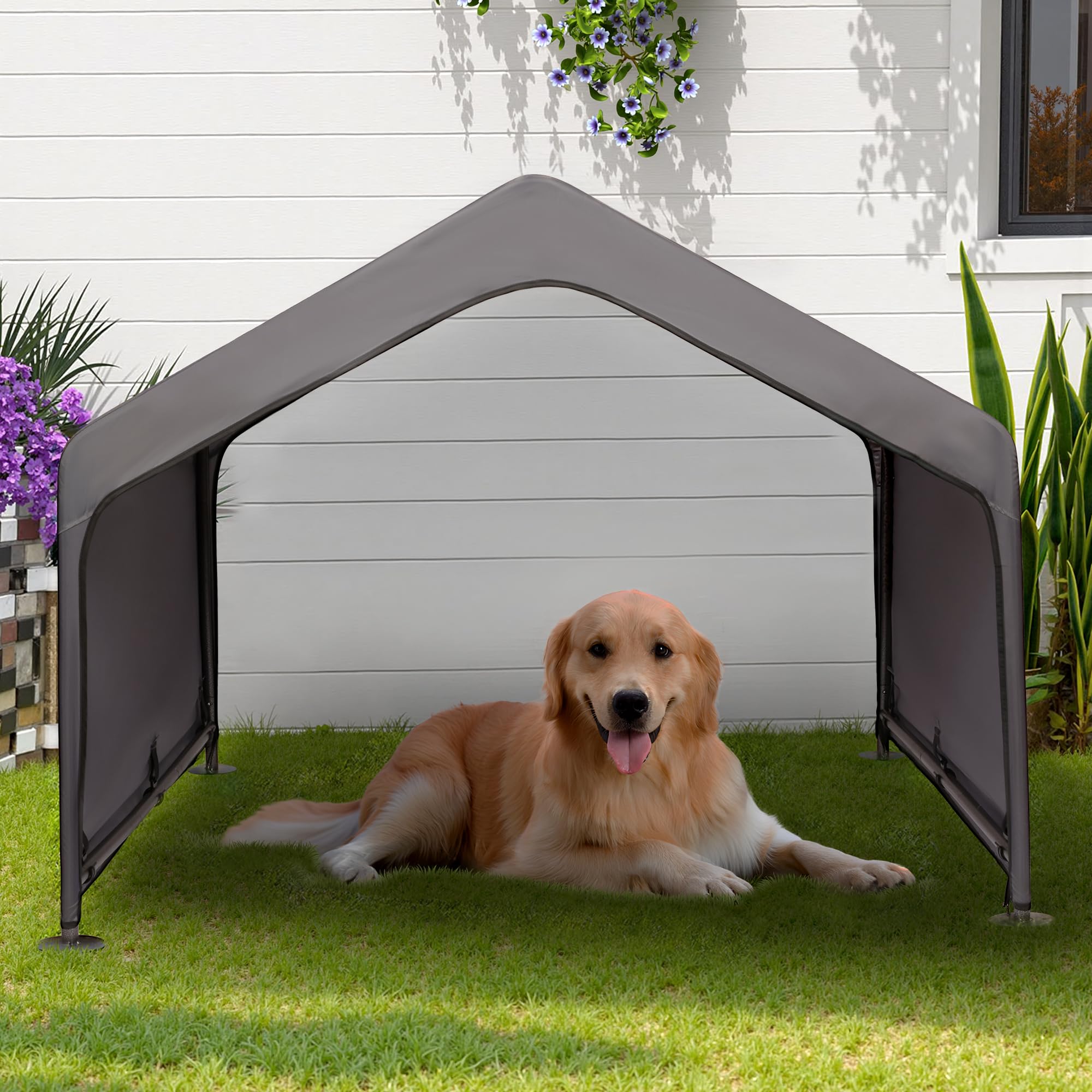 Newbro Dog Tent Outdoor, Extra Large Dog House Outside, Big Dog Shade Shelter Waterproof Weatherproof Doghouse Canopy With Groun
