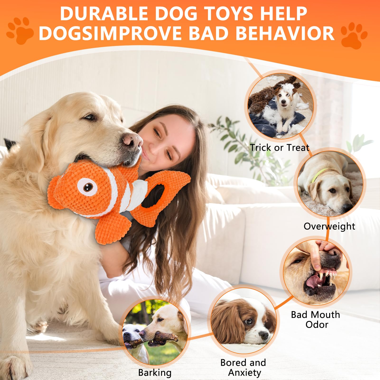 Molantaule Squeaky Dog Toys, Durability Interactive Tug Of War Puppy Toys For Indoor And Outdoor Play - Stuffed Pet Dog Toys Wit