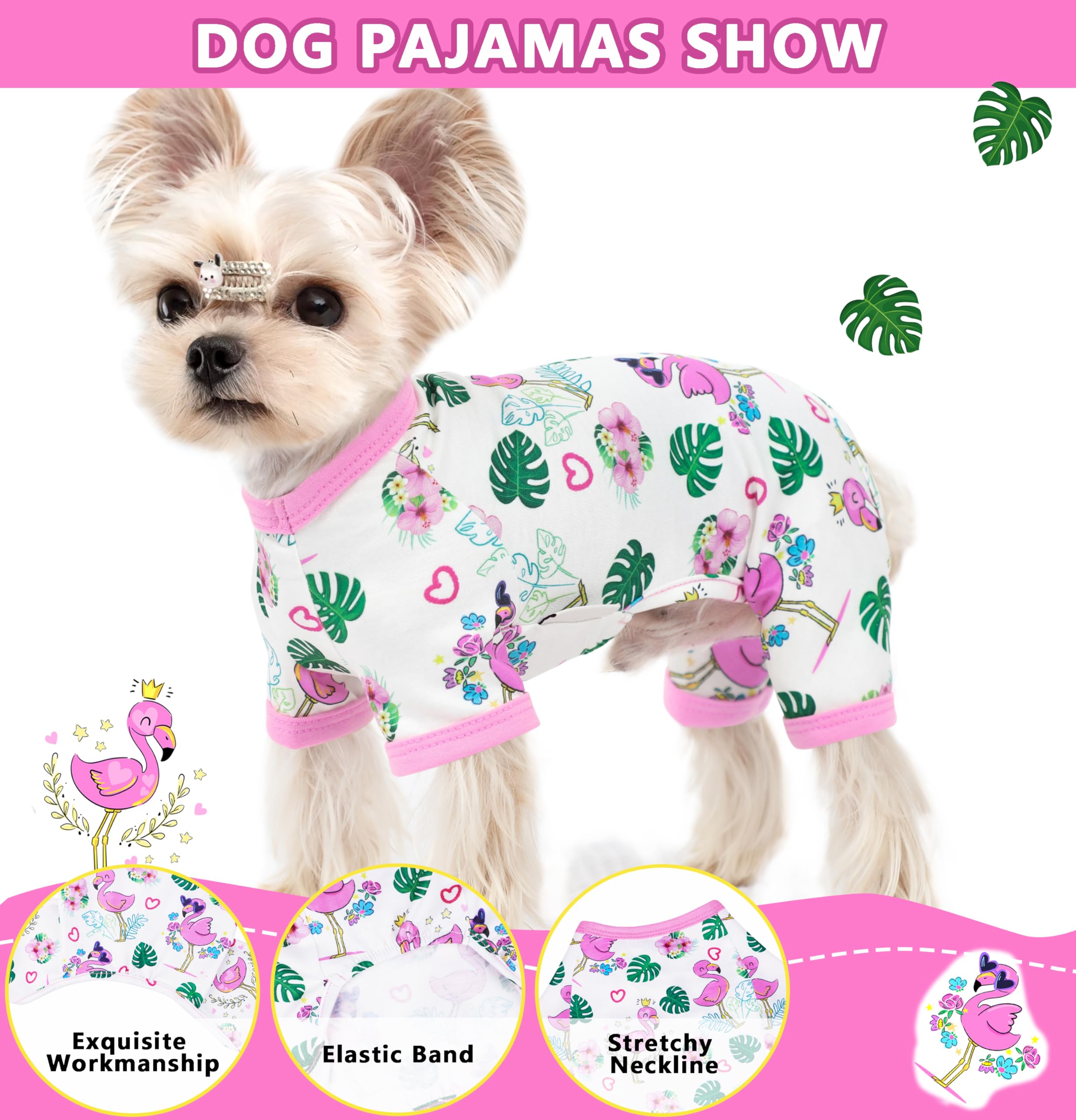 Summer Dog Pajamas Cute Dog Clothes For Chiahuahua Girl Puppy Pajamas Strenchy Doggie Onesie Pet Clothes With Four Legs Doggy Ou