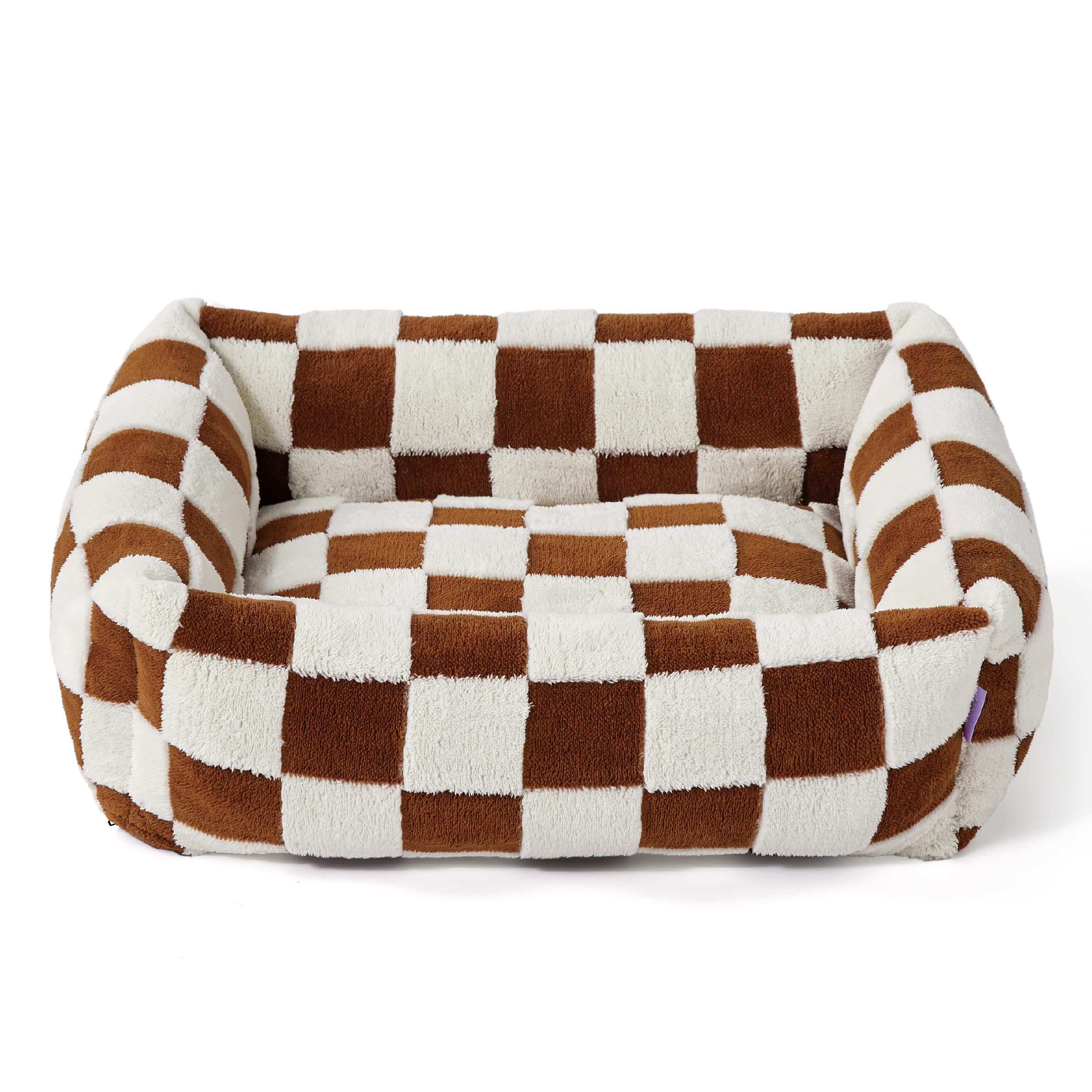 Lesure Cute Dog Bed For Medium Dogs - Washable Pet Beds,Cozy Rectangle Orthopedic Sofa With Jacquard Shaggy Plush & Anti Slip Bo