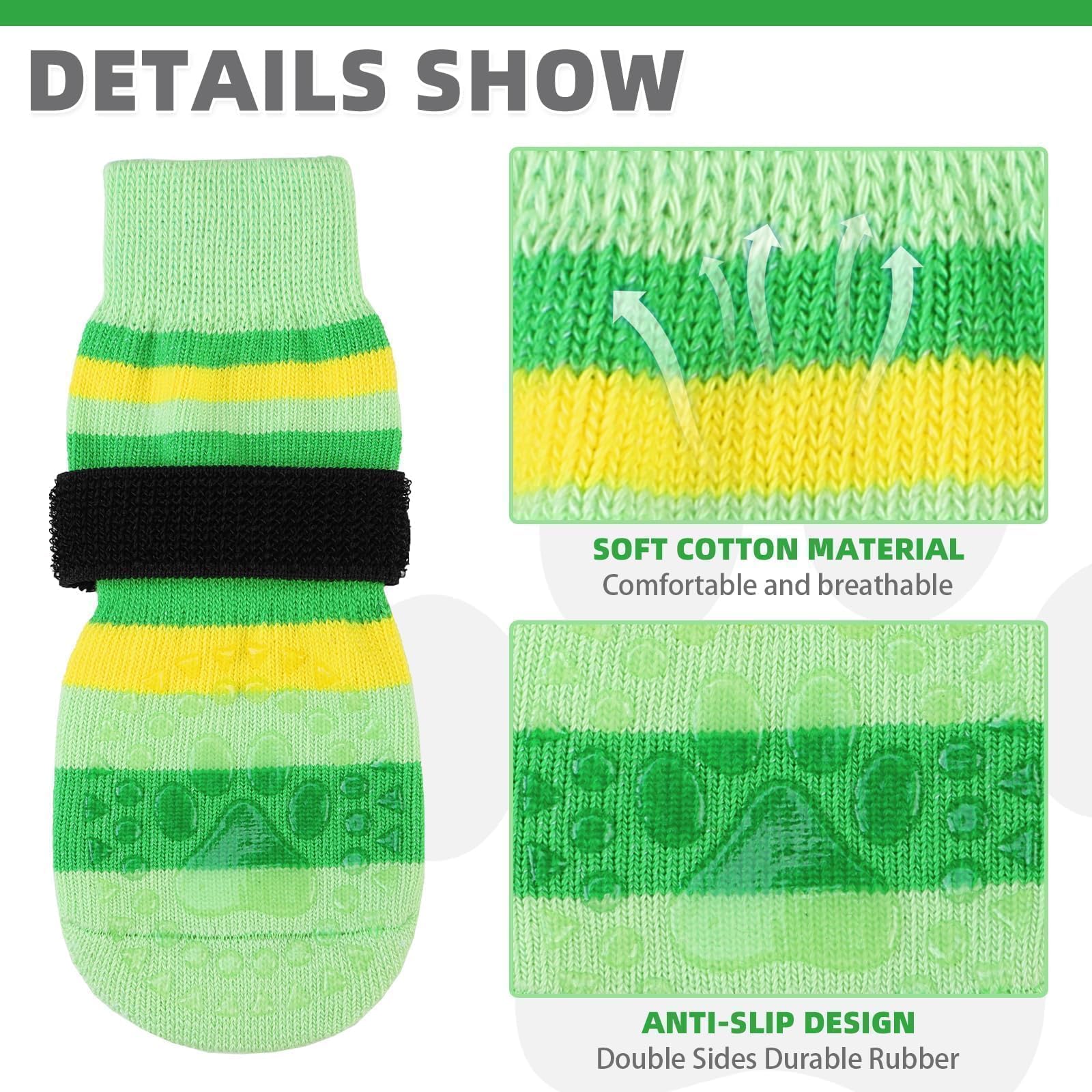 KOOLTAIL Easter Anti Slip Dog Socks for Cold Pavement to Prevent Licking Paws with Grippers, 3 Pairs Paw Protector, Double Sides